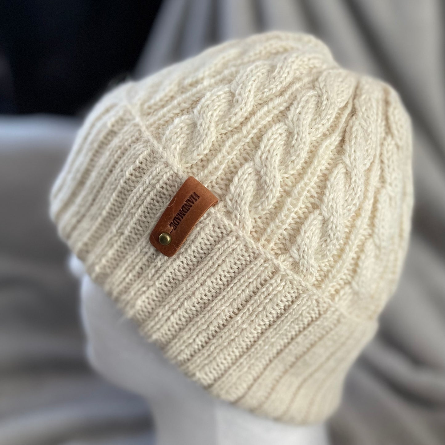 Heirloom Cable Pattern Australian Alpaca Hand Knitted Beanie
