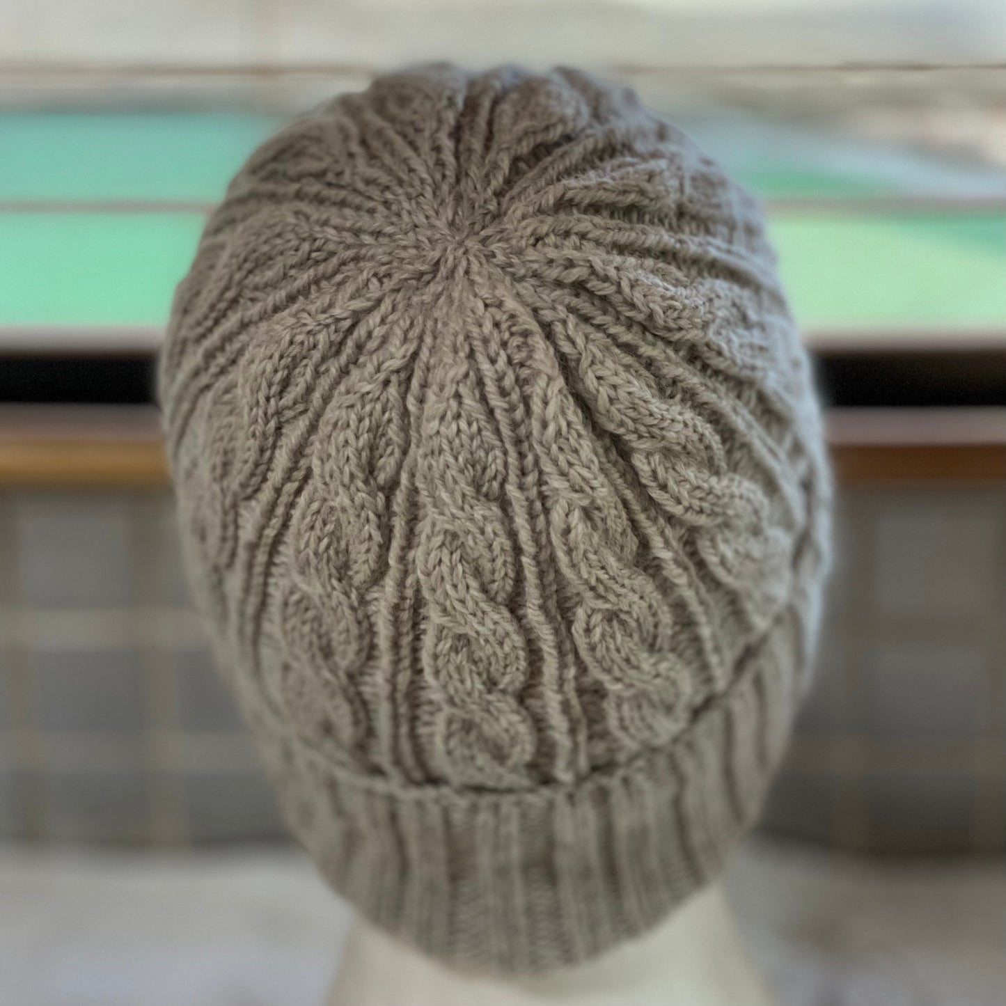 KeepSake Cable Pattern Hand Knitted Beanie - Mushroom