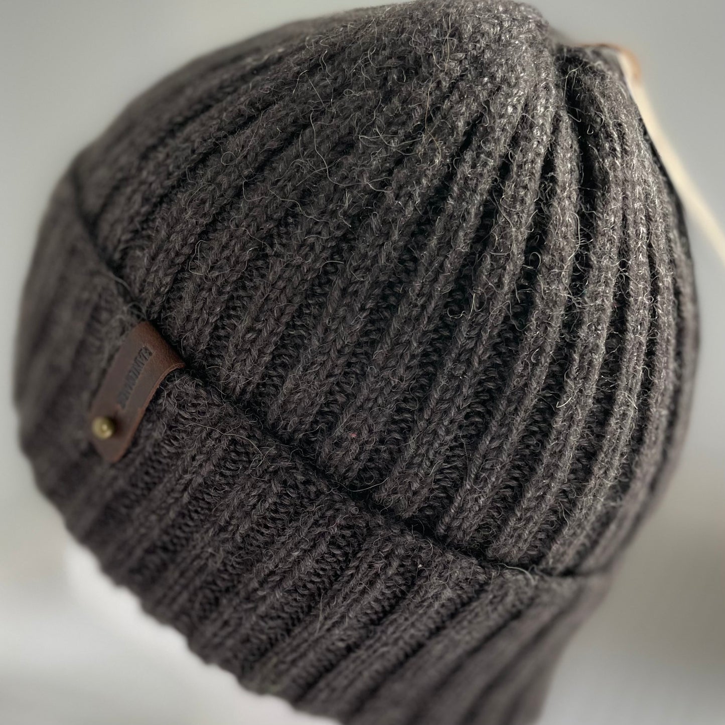 Cosy Comfort Classic Rib Hand Knitted Beanie - Lead