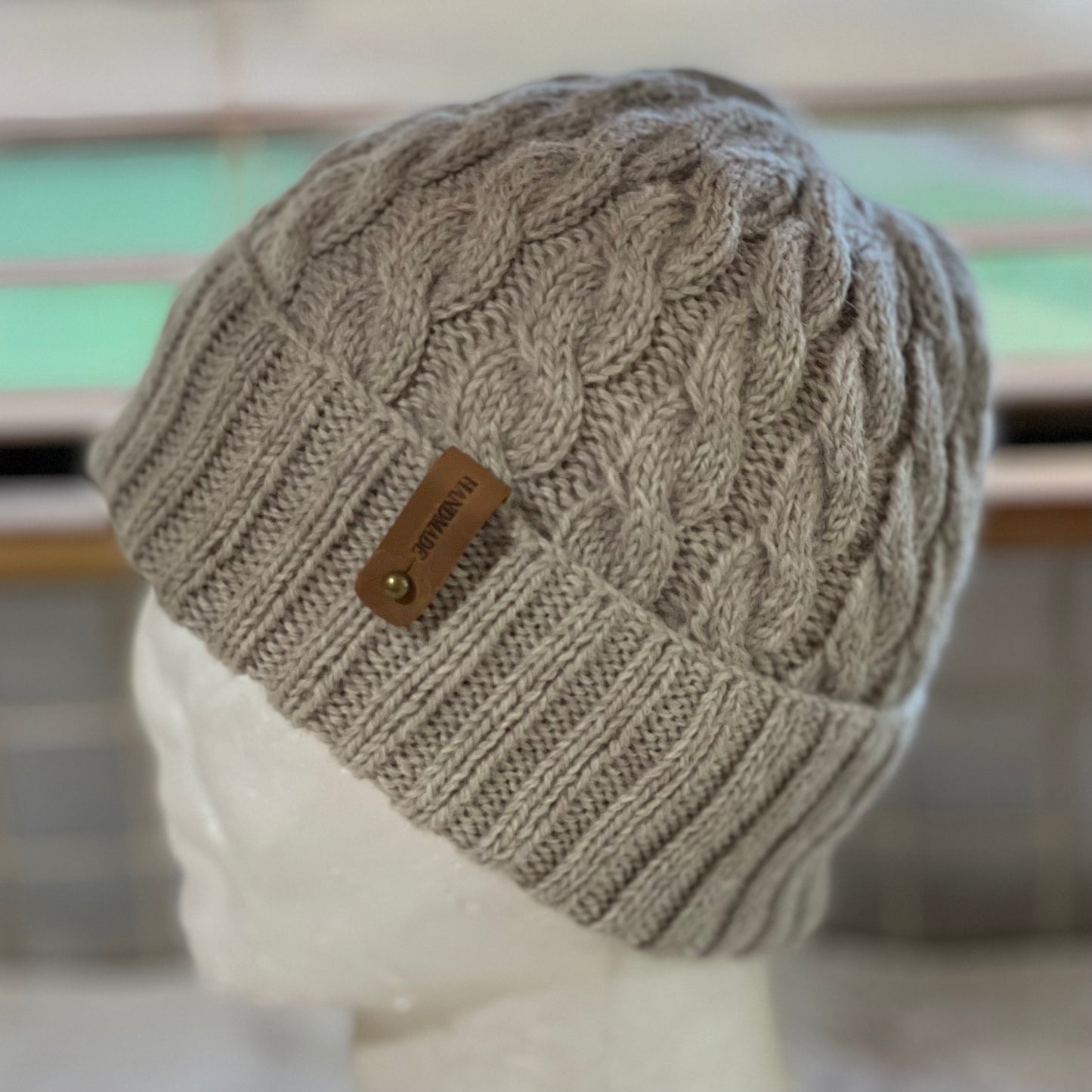KeepSake Classic Cable Hand Knitted Beanie - Mushroom