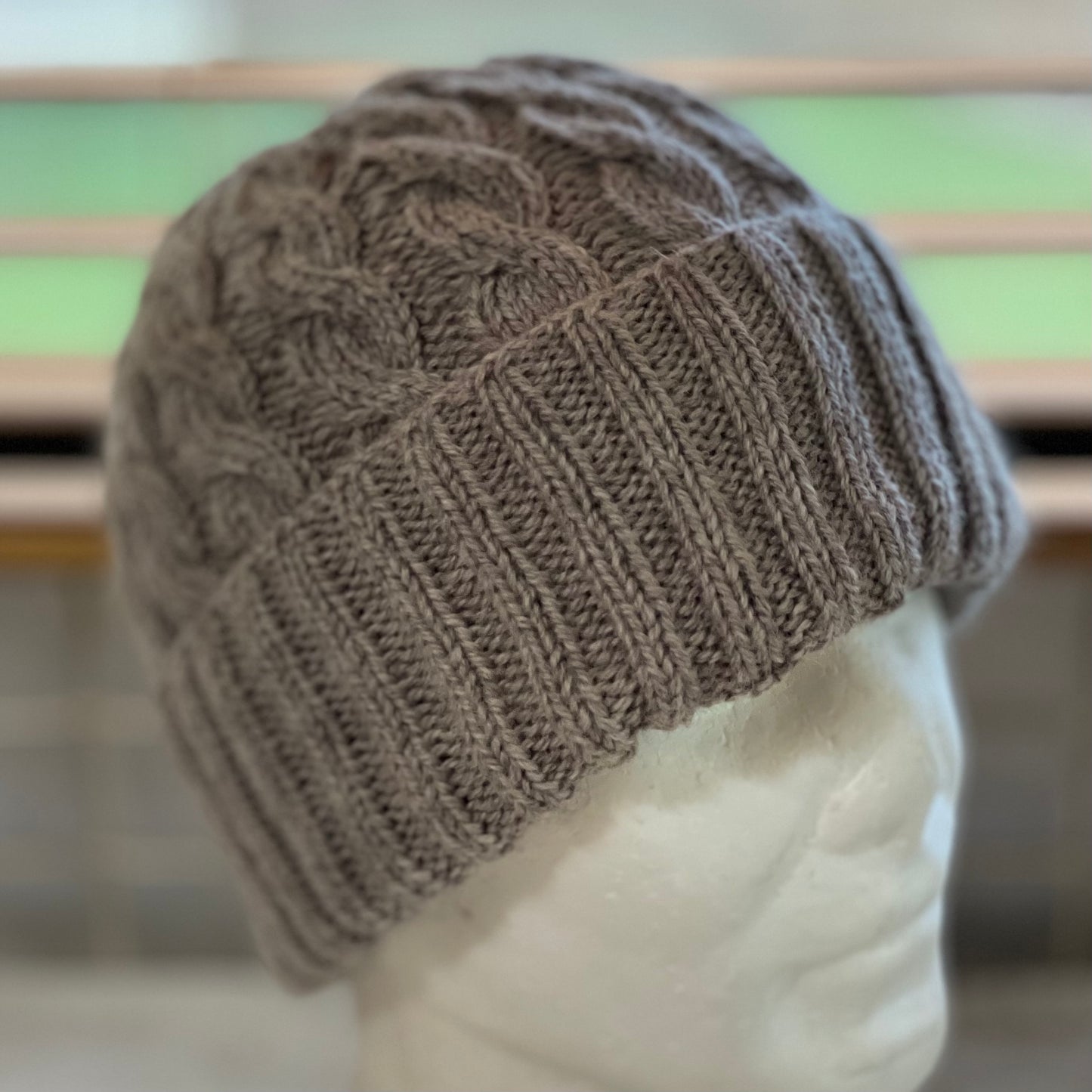 KeepSake Classic Cable Hand Knitted Beanie - Swiss Brown