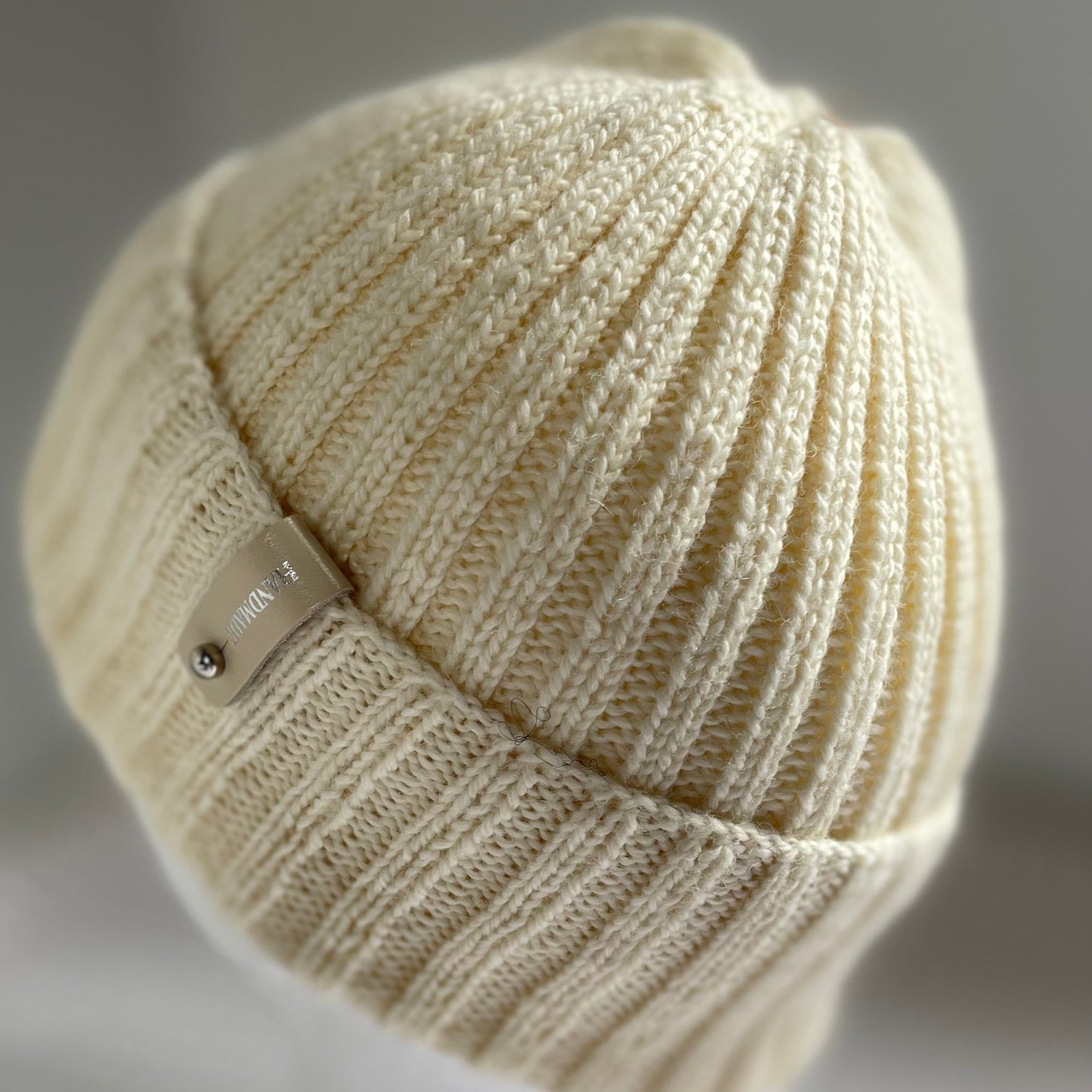 Arcadia Classic Rib Hand Knitted Beanie - Cream