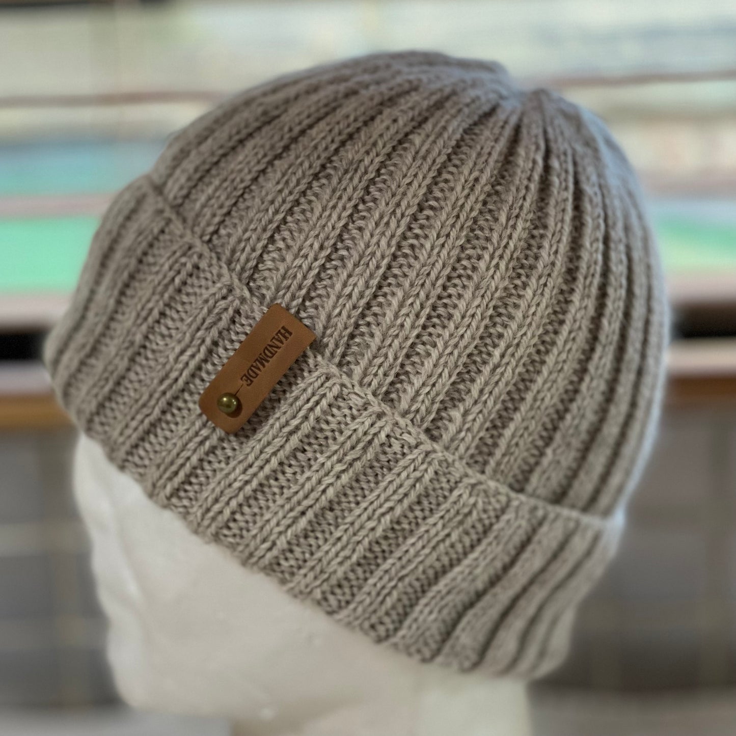 KeepSake Classic Rib Hand Knitted Beanie - Mushroom