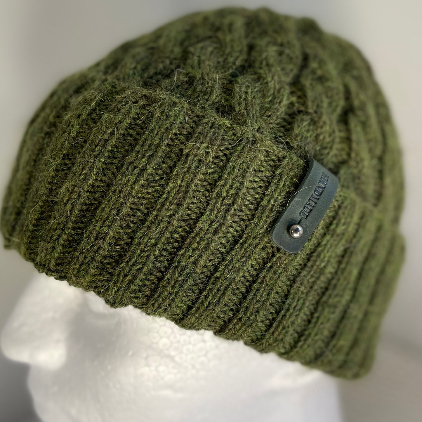 Heirloom Classic Cable Australian Alpaca Hand Knitted Beanie - Moss
