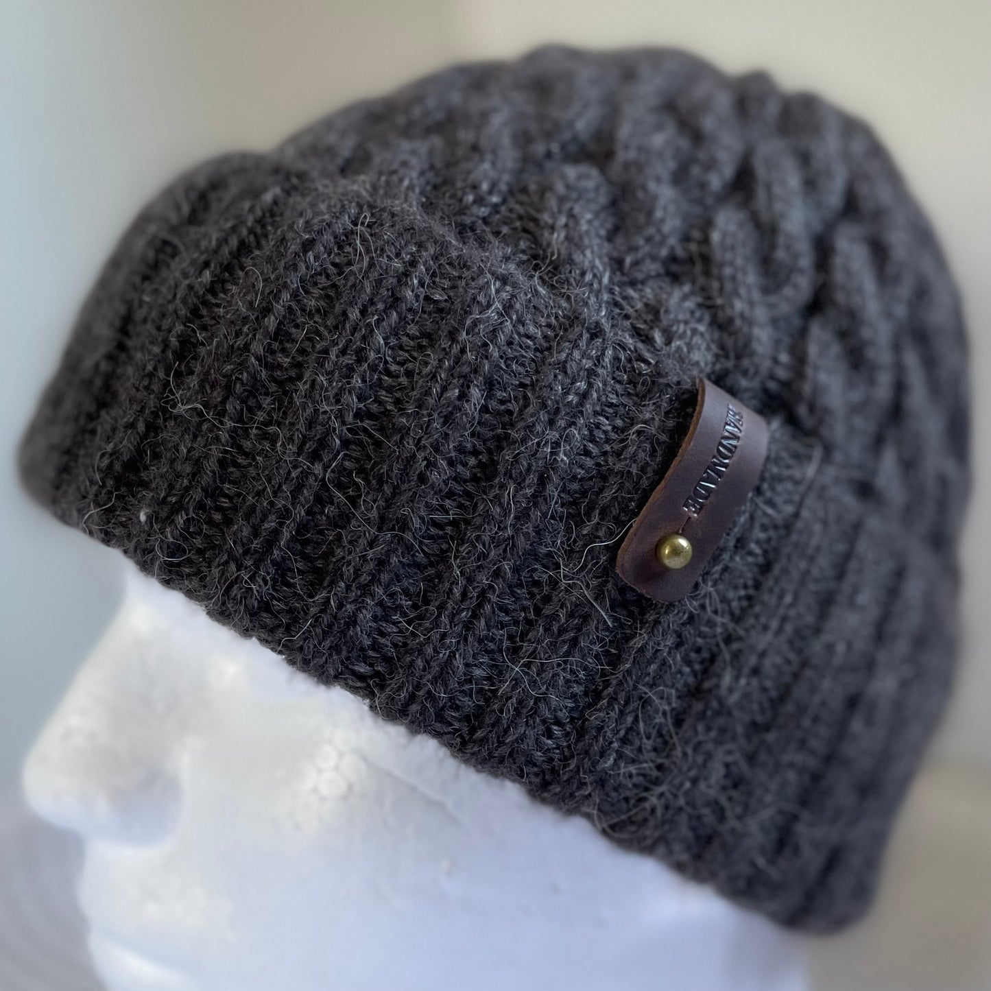 Cosy Comfort Classic Cable Hand Knitted Beanie - Lead