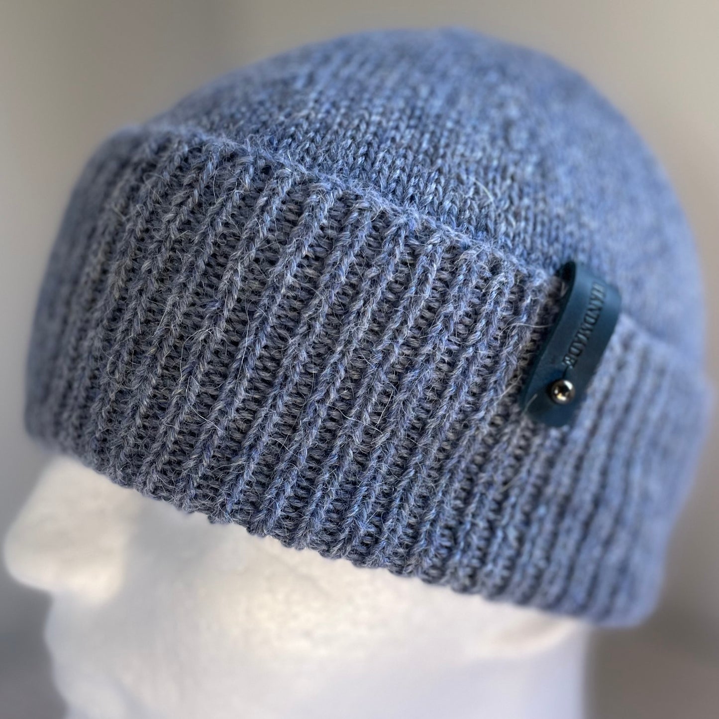 Heirloom Classic Knit Australian Alpaca Hand Knitted Beanie - Blue Grey Heather