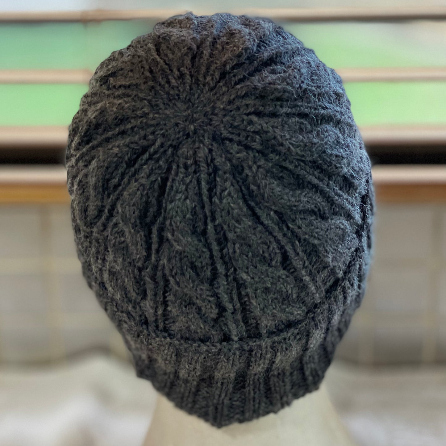 KeepSake Cable Pattern Hand Knitted Beanie - Charcoal
