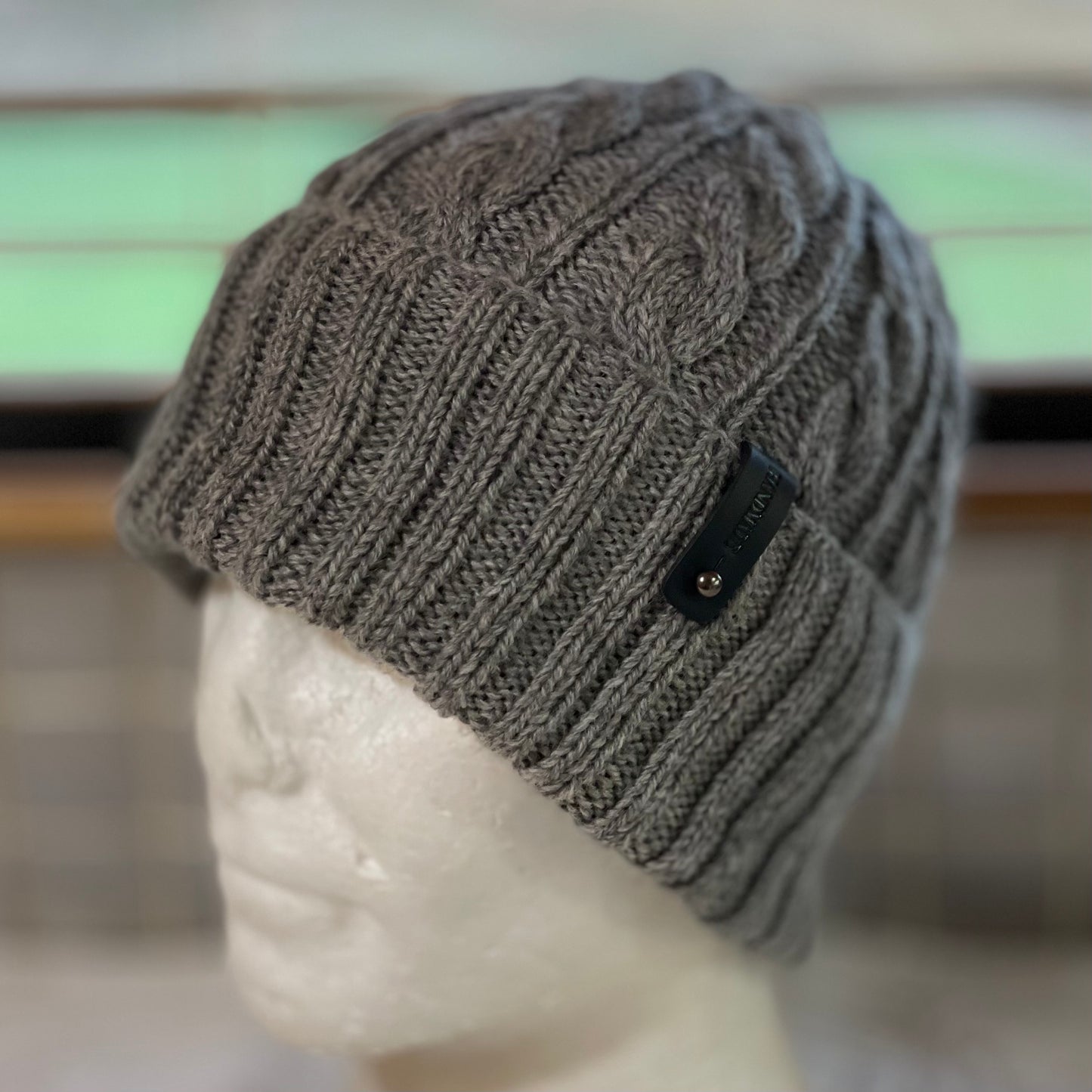 KeepSake Cable Pattern Hand Knitted Beanie - Silver