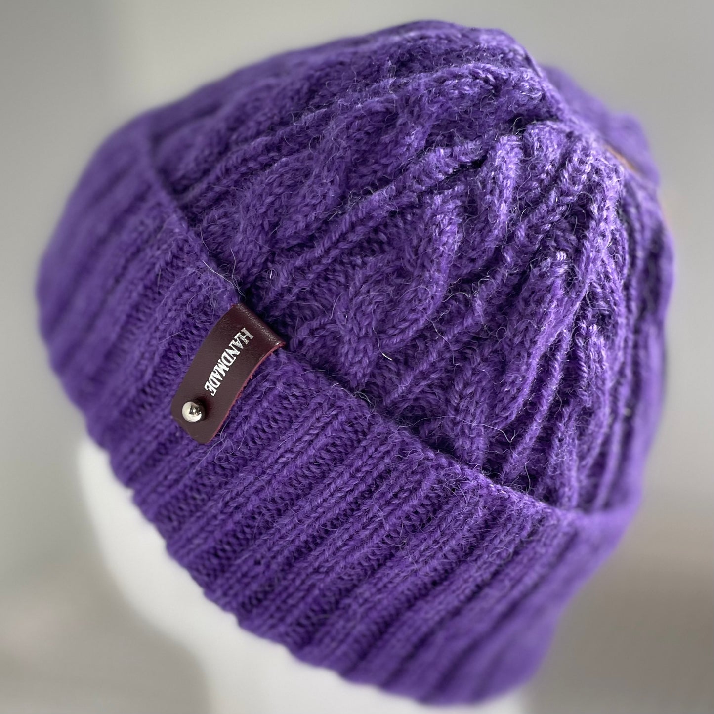 Cosy Comfort Cable Pattern Hand Knitted Beanie - Iris
