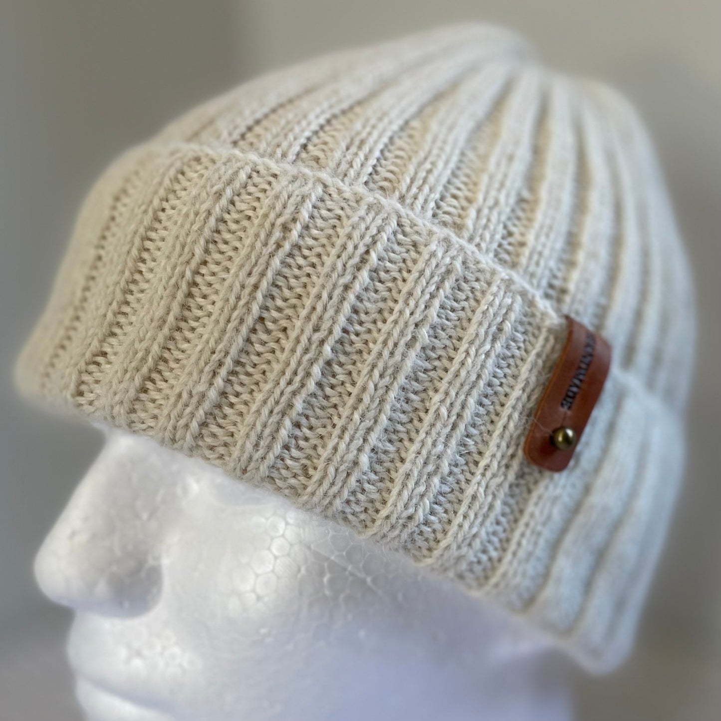 Heirloom Classic Rib Australian Alpaca Hand Knitted Beanie - Cream