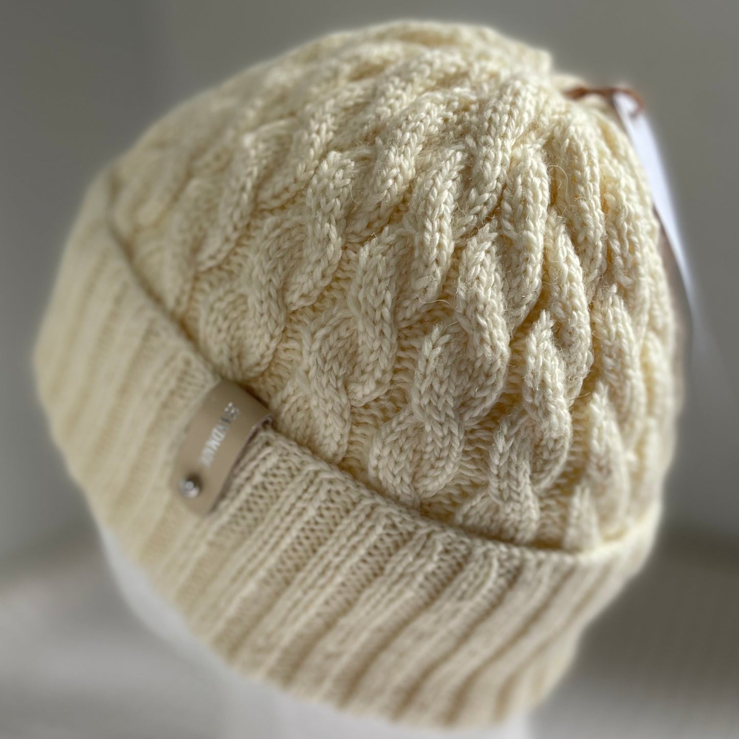 Arcadia Classic Cable Hand Knitted Beanie - Cream