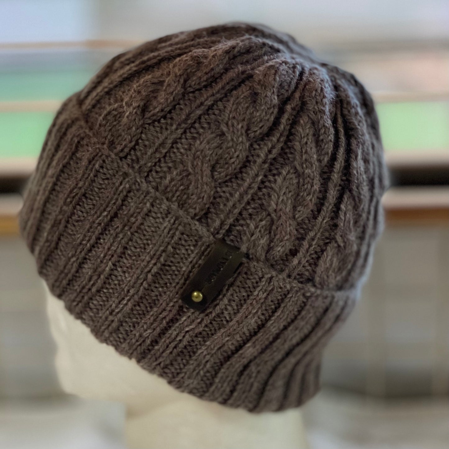 KeepSake Cable Pattern Hand Knitted Beanie - Wood