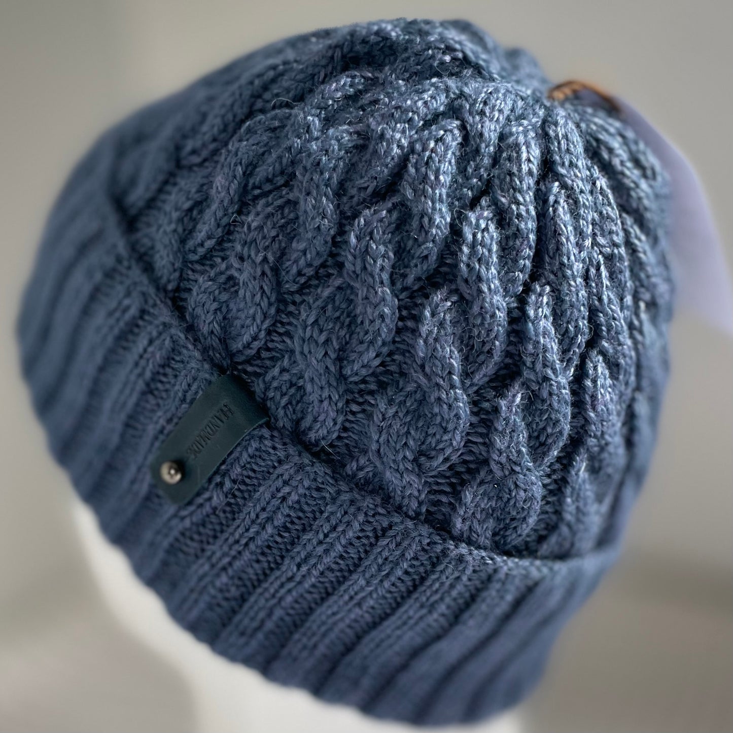 Arcadia Classic Cable Hand Knitted Beanie - Aegean Blue