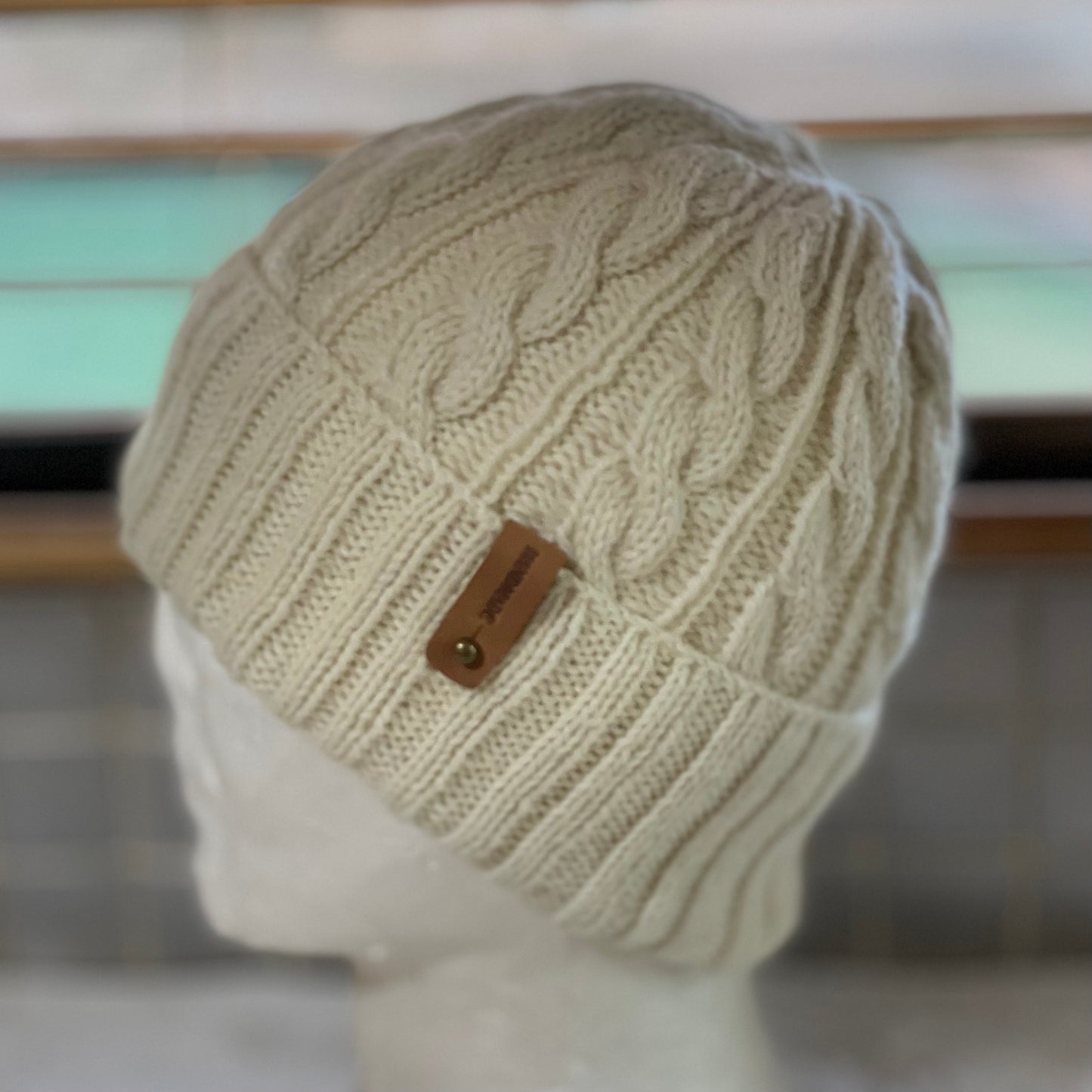 KeepSake Cable Pattern Hand Knitted Beanie - Cream