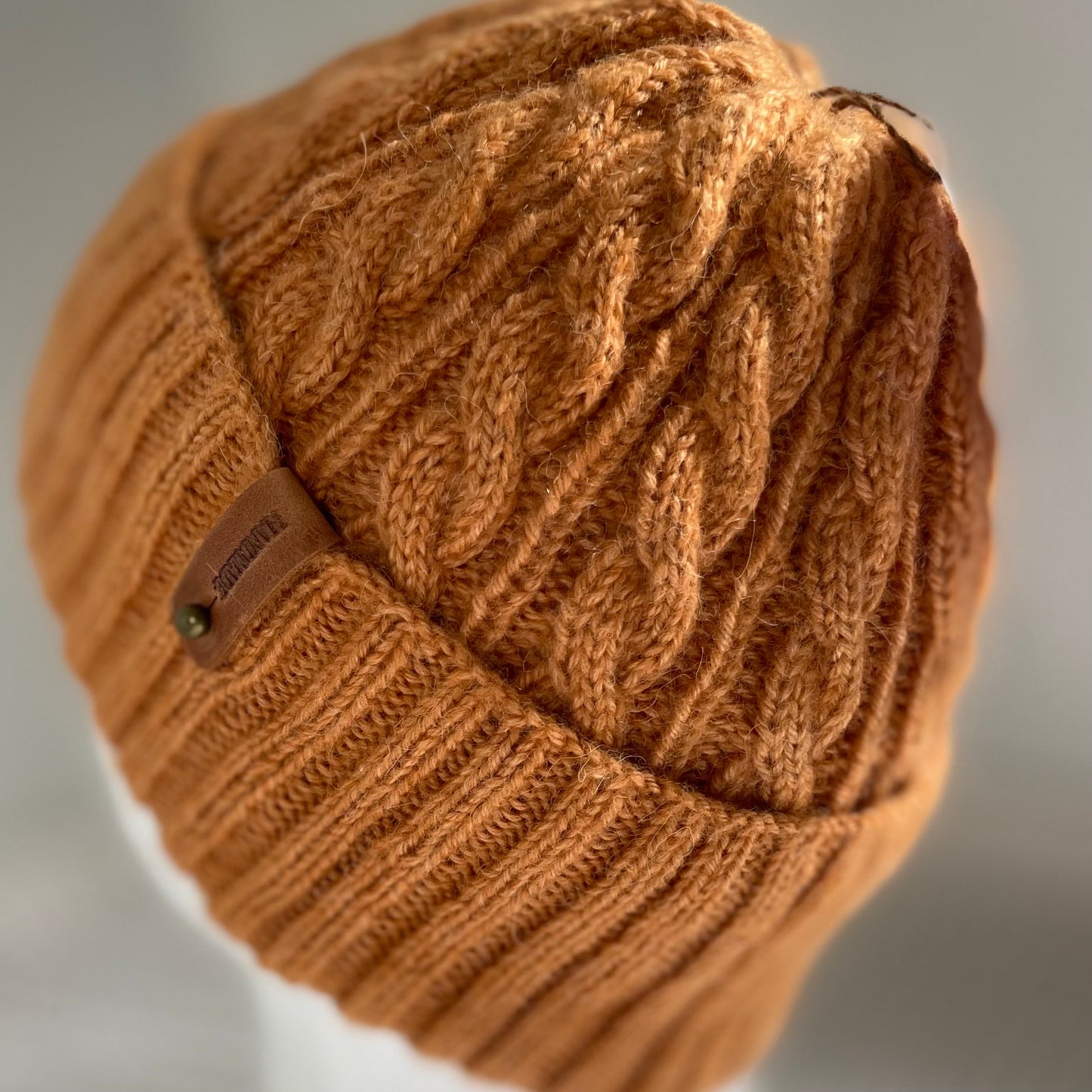 Cosy Comfort Cable Pattern Hand Knitted Beanie - Tamarind