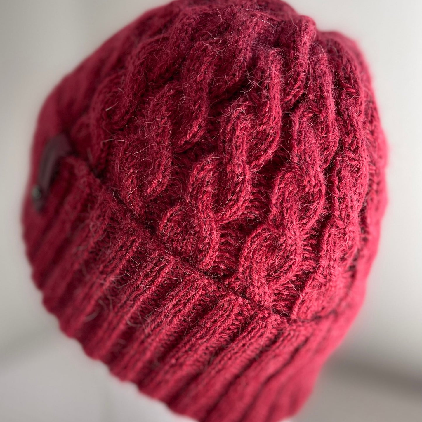 Heirloom Classic Cable Australian Alpaca Hand Knitted Beanie - Blood Moon