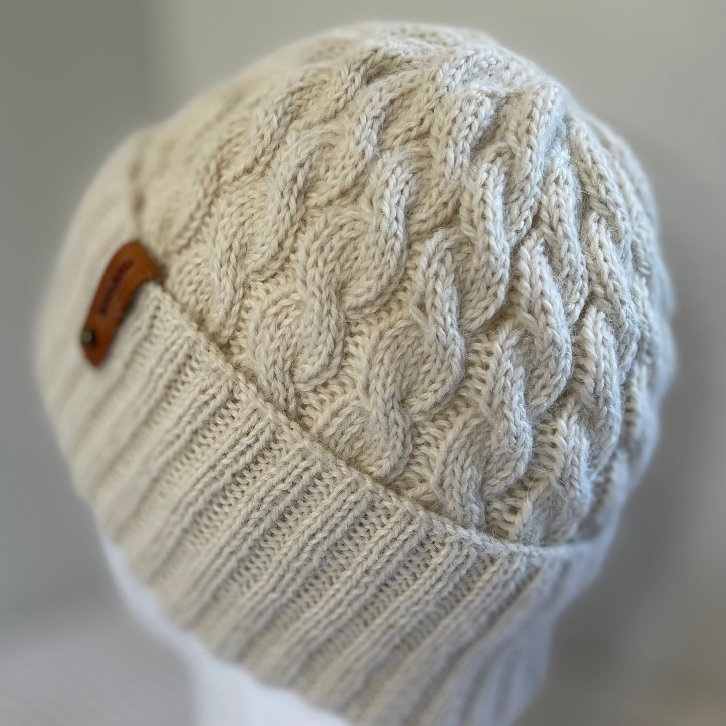 Heirloom Classic Cable Australian Alpaca Hand Knitted Beanie - Cream