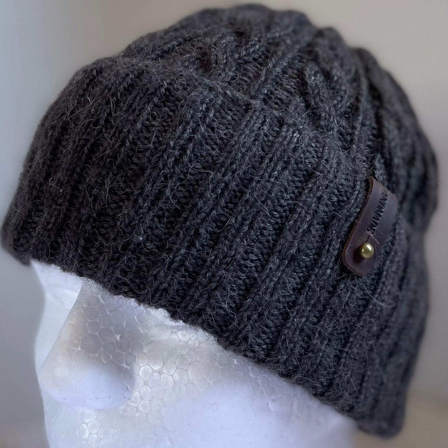 Cosy Comfort Cable Pattern Hand Knitted Beanie - Lead