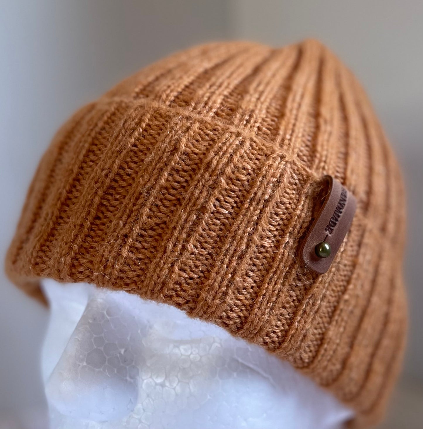 Cosy Comfort Classic Rib Hand Knitted Beanie - Tamarind