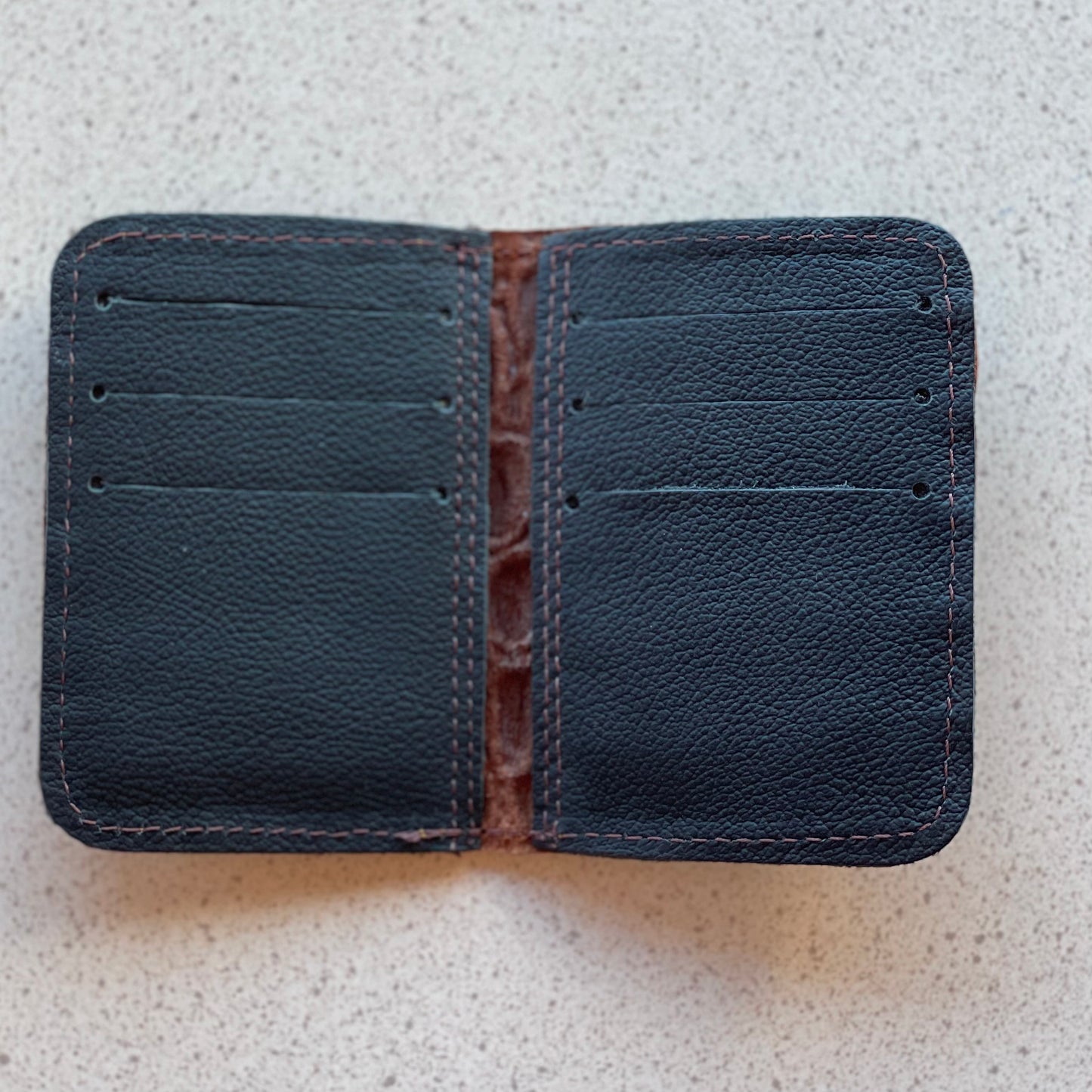 Hand Crafted Leather Card Wallet - Brown