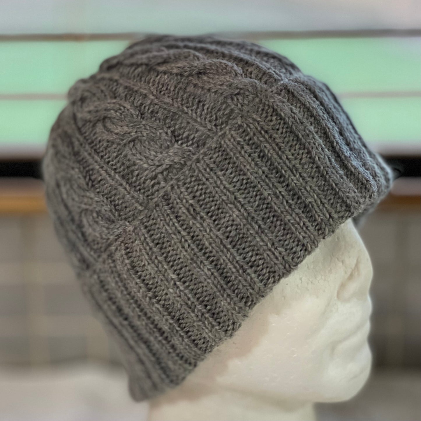 KeepSake Cable Pattern Hand Knitted Beanie - Silver