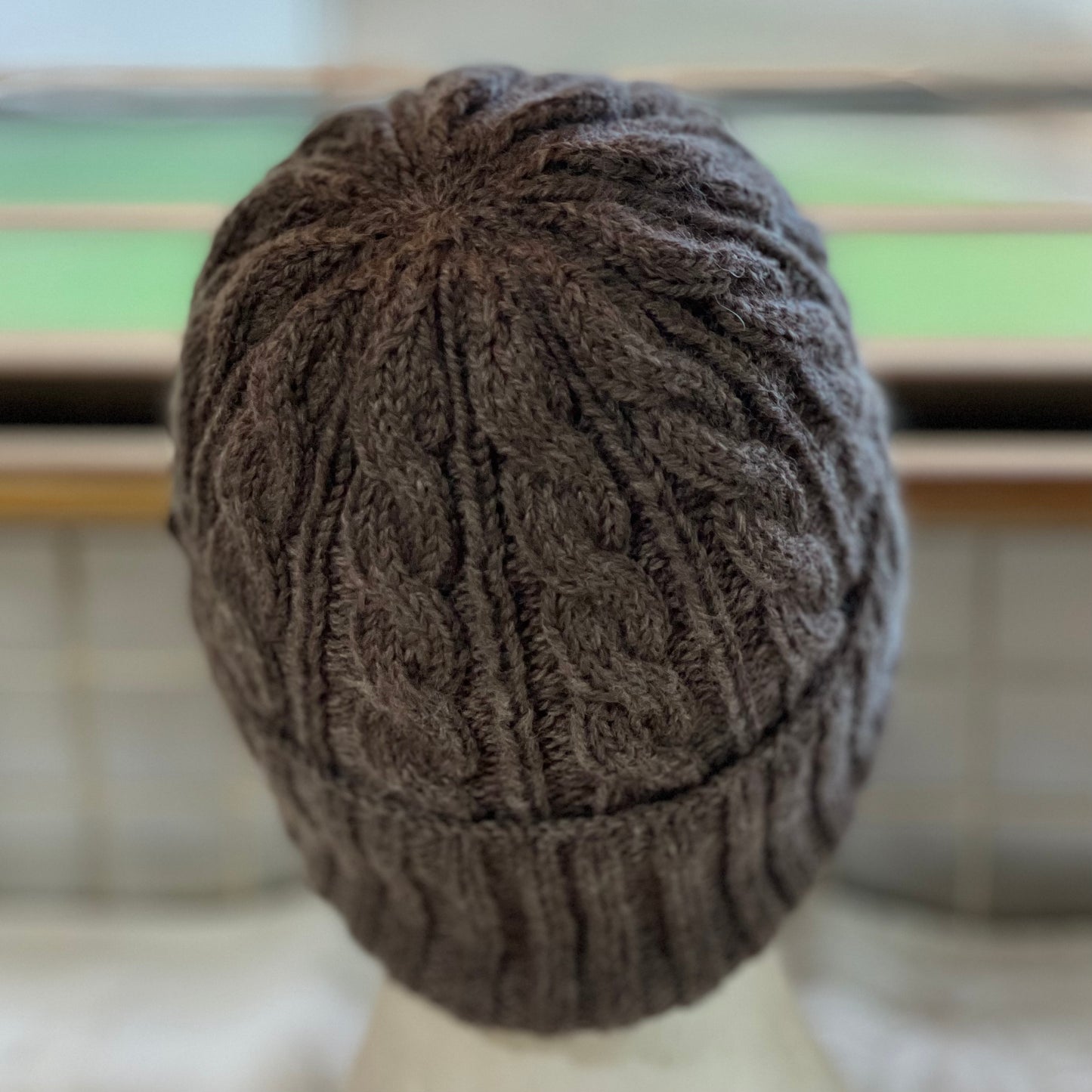 KeepSake Cable Pattern Hand Knitted Beanie - Wood