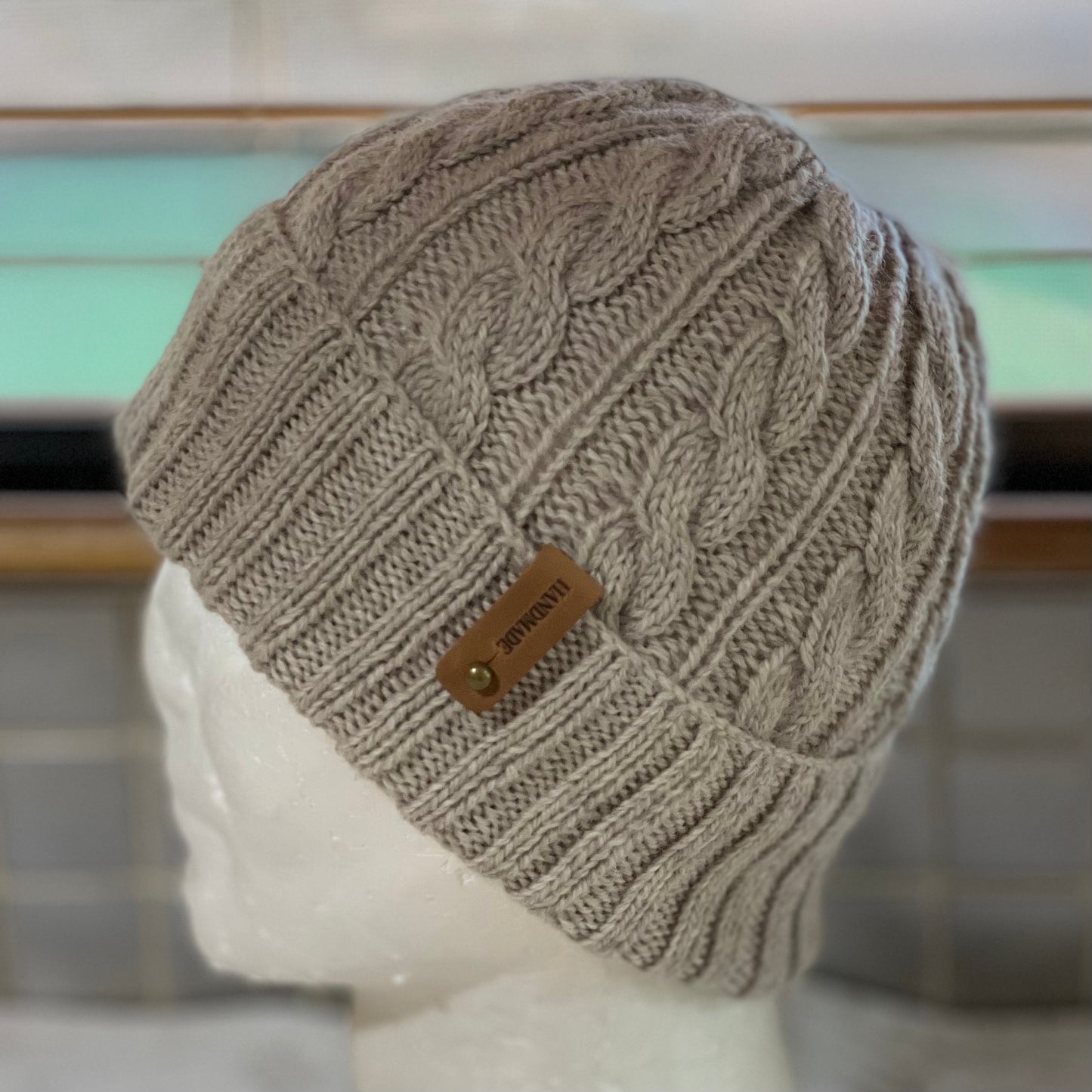 KeepSake Cable Pattern Hand Knitted Beanie - Mushroom