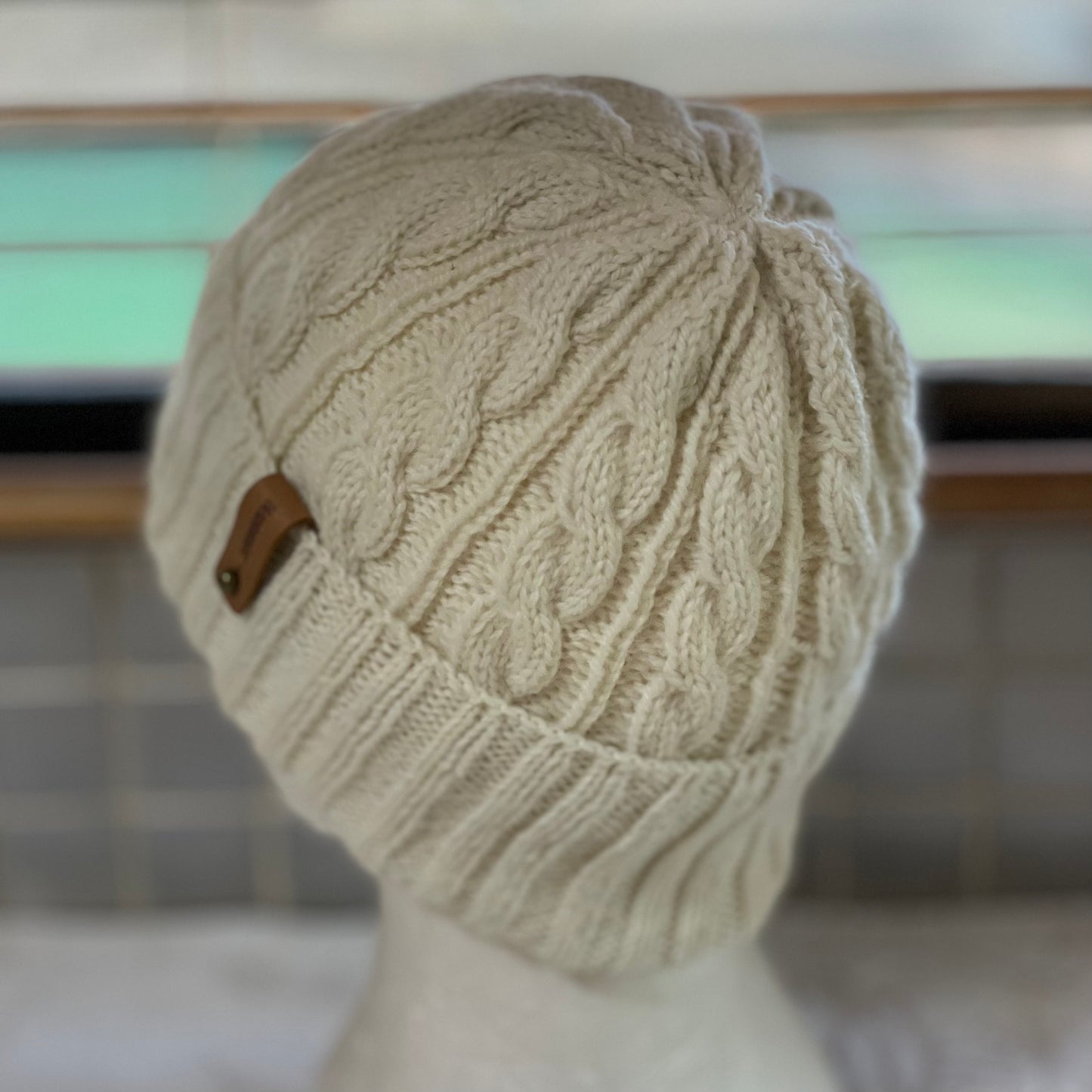KeepSake Cable Pattern Hand Knitted Beanie - Cream