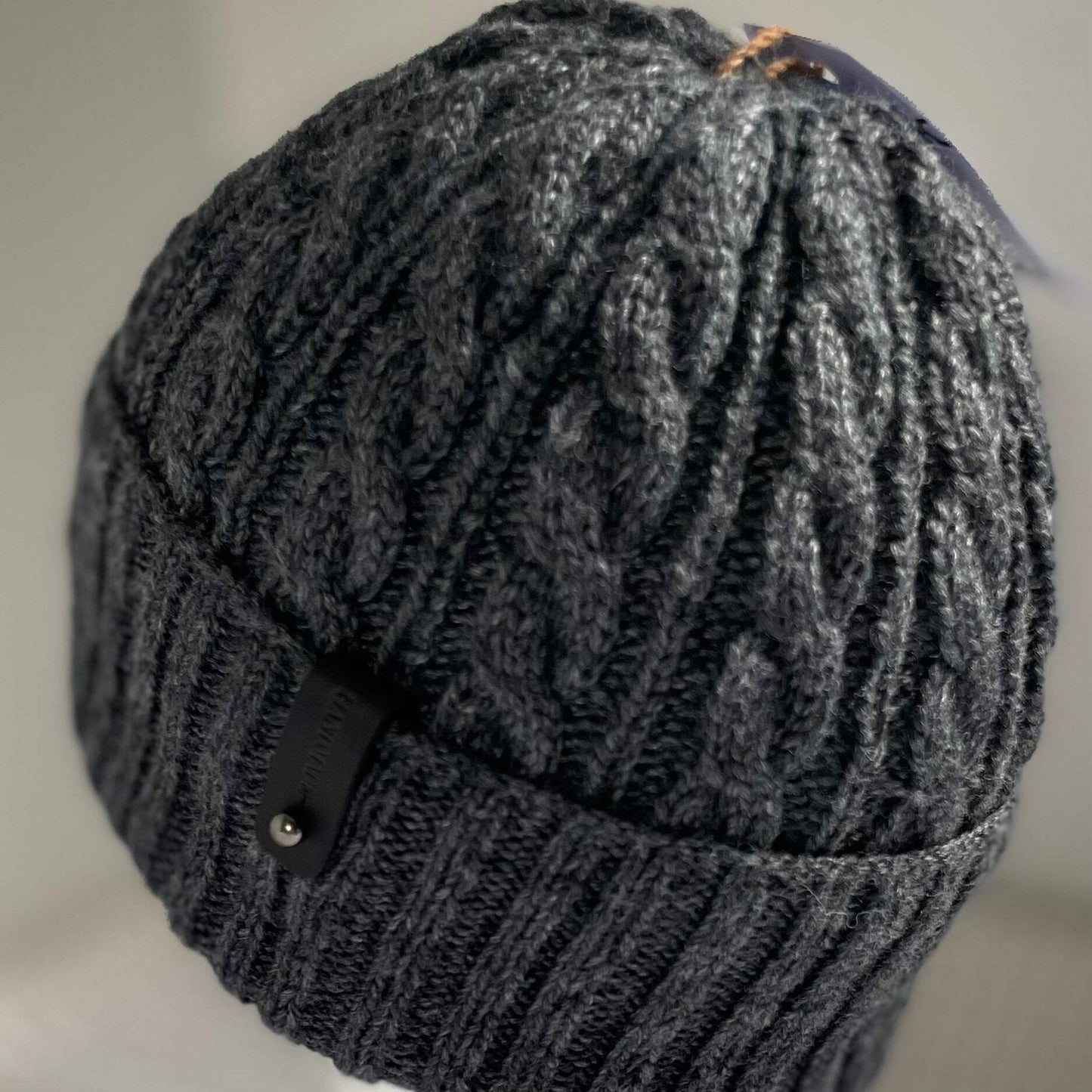 Arcadia Cable Pattern Hand Knitted Beanie - Black