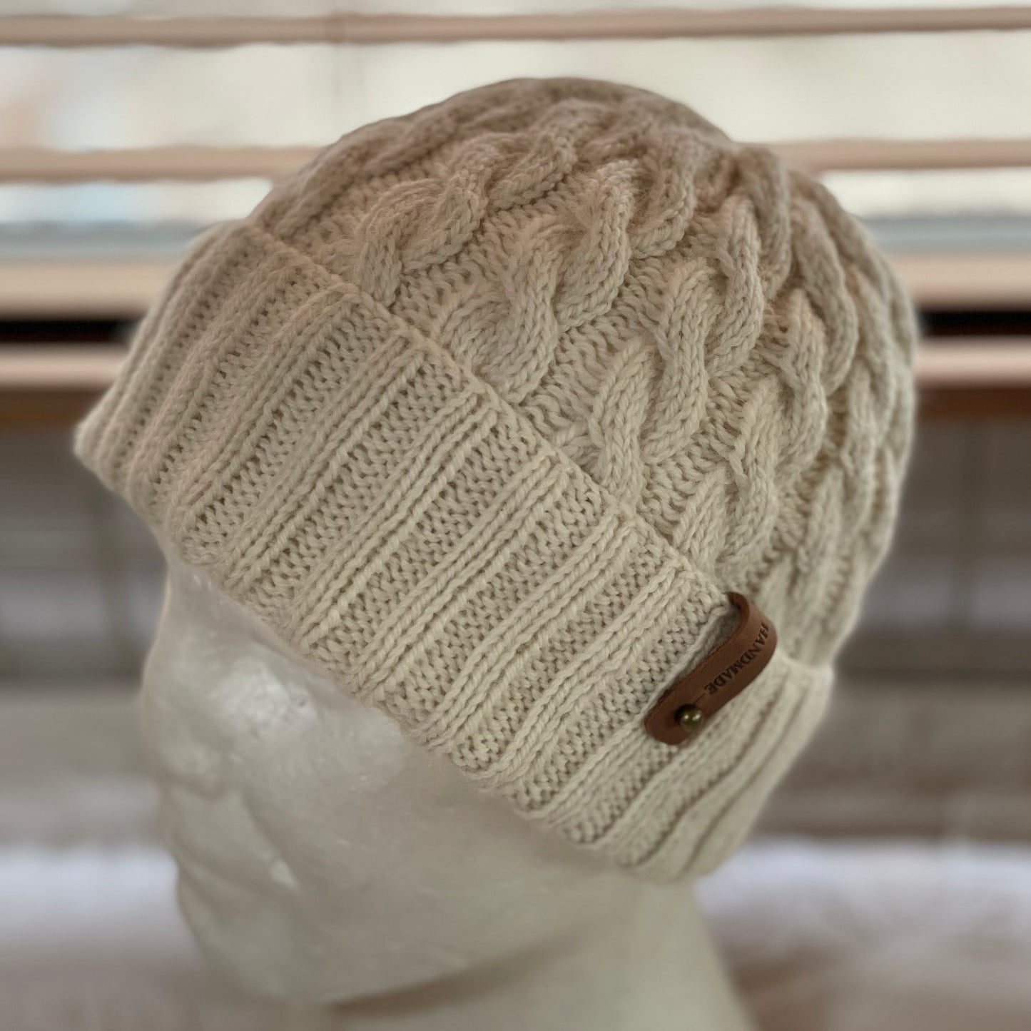 KeepSake Classic Cable Hand Knitted Beanie - Cream