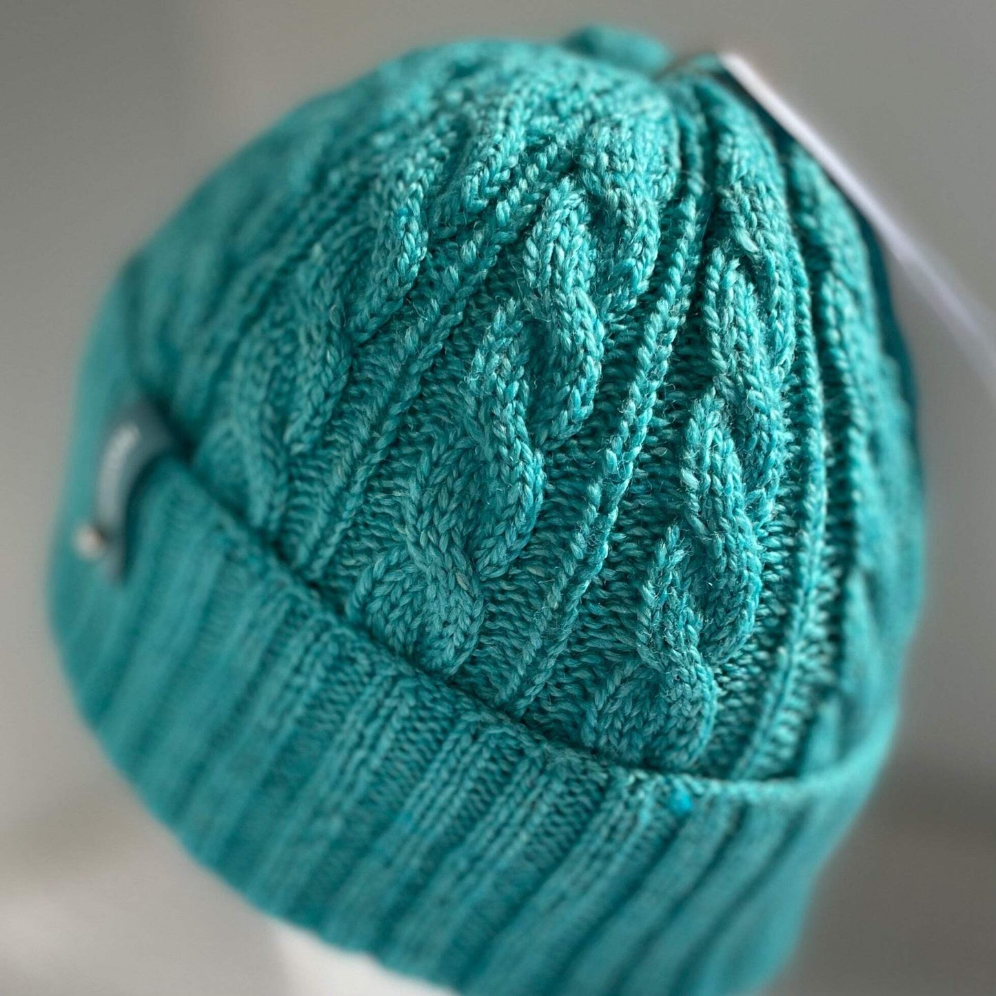 Arcadia Cable Pattern Hand Knitted Beanie - Lagoon