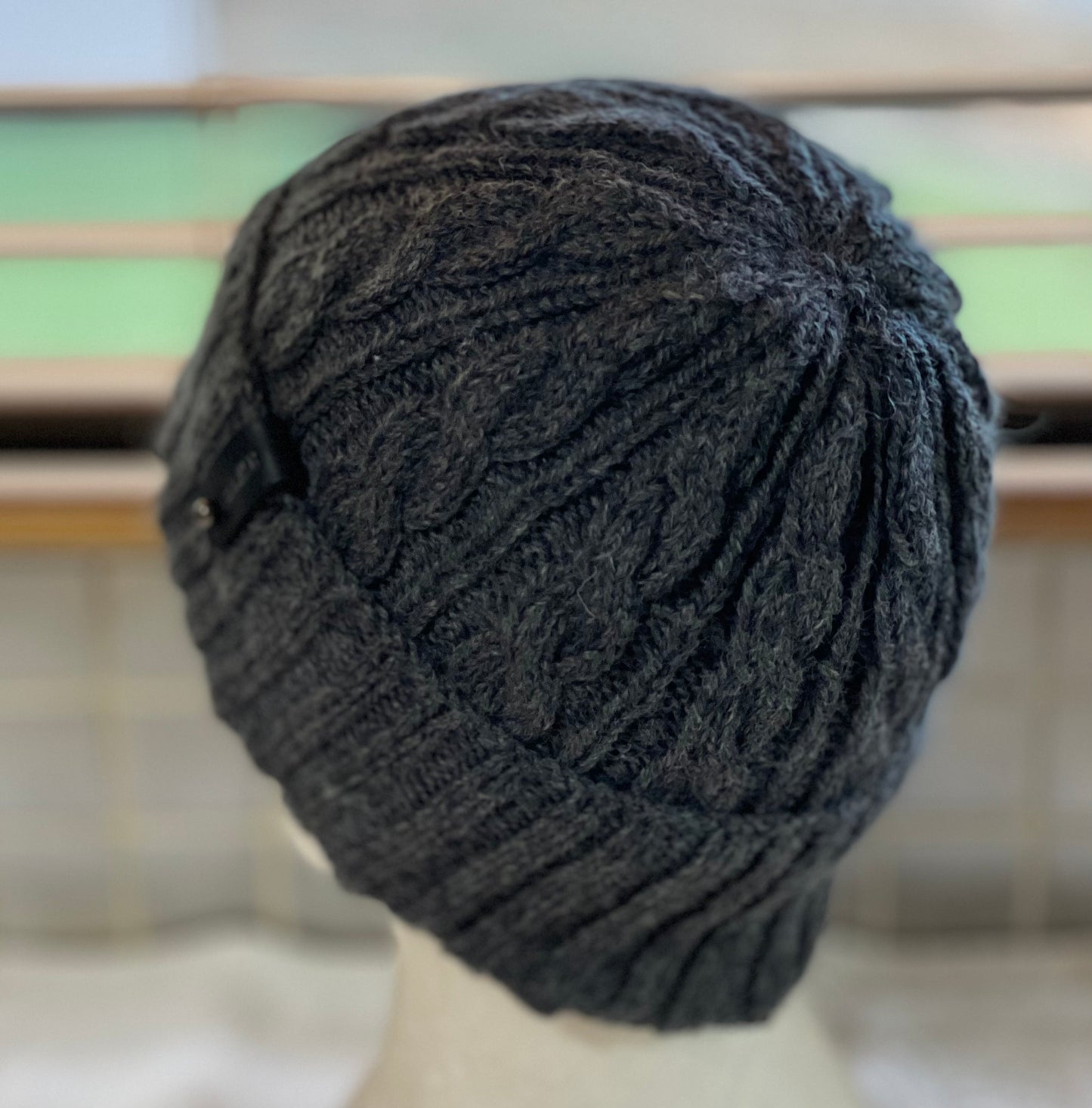 KeepSake Cable Pattern Hand Knitted Beanie - Charcoal
