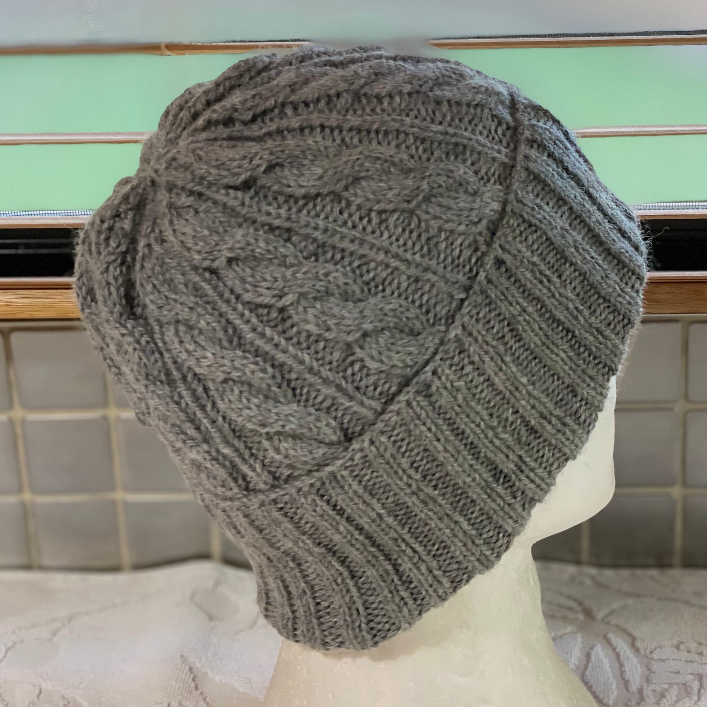 KeepSake Cable Pattern Hand Knitted Beanie - Silver
