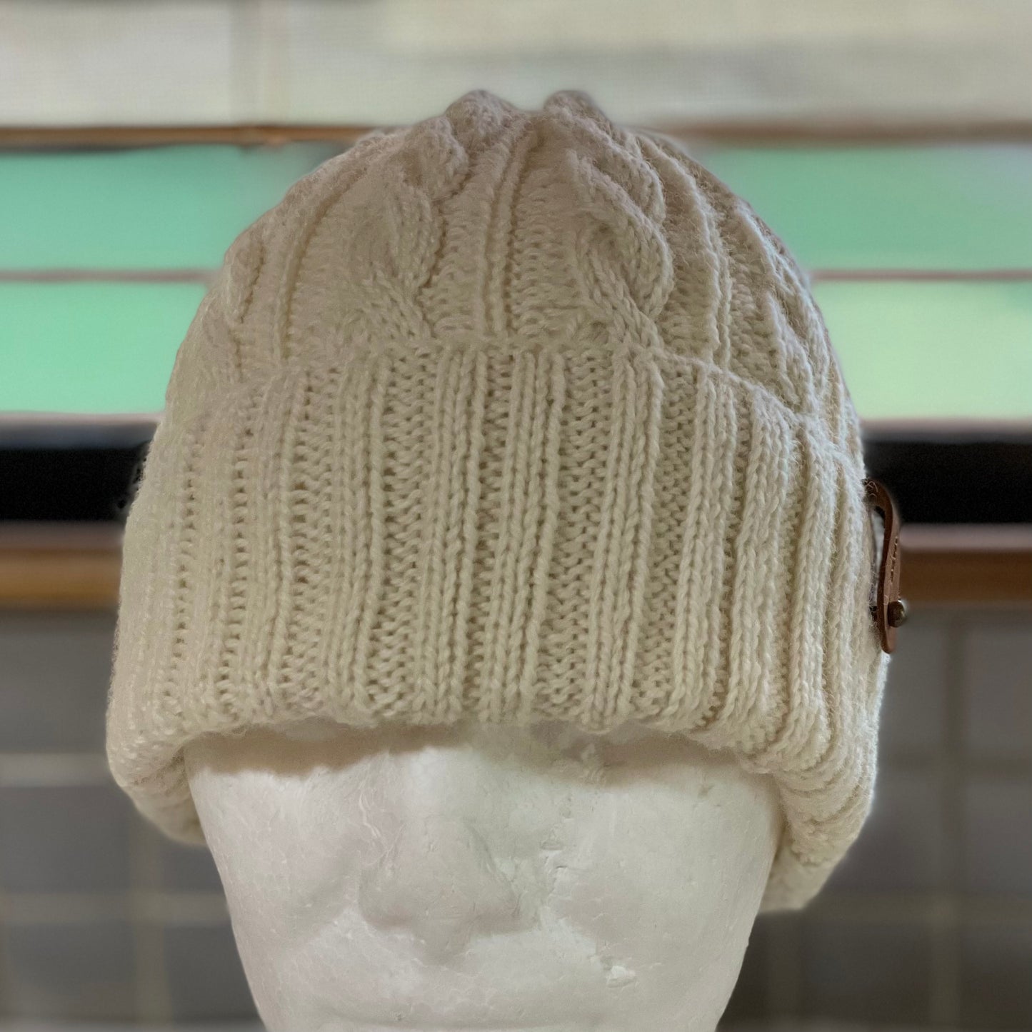 KeepSake Cable Pattern Hand Knitted Beanie - Cream