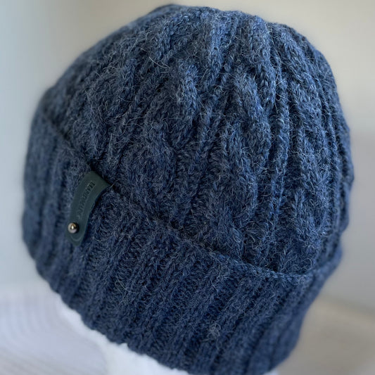 Heirloom Cable Pattern Australian Alpaca Hand Knitted Beanie - Storm Grey