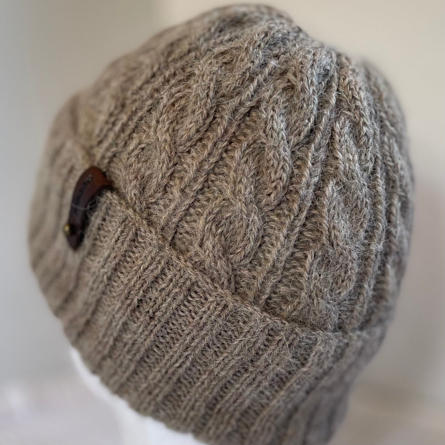 Heirloom Cable Pattern Australian Alpaca Hand Knitted Beanie - Havannah