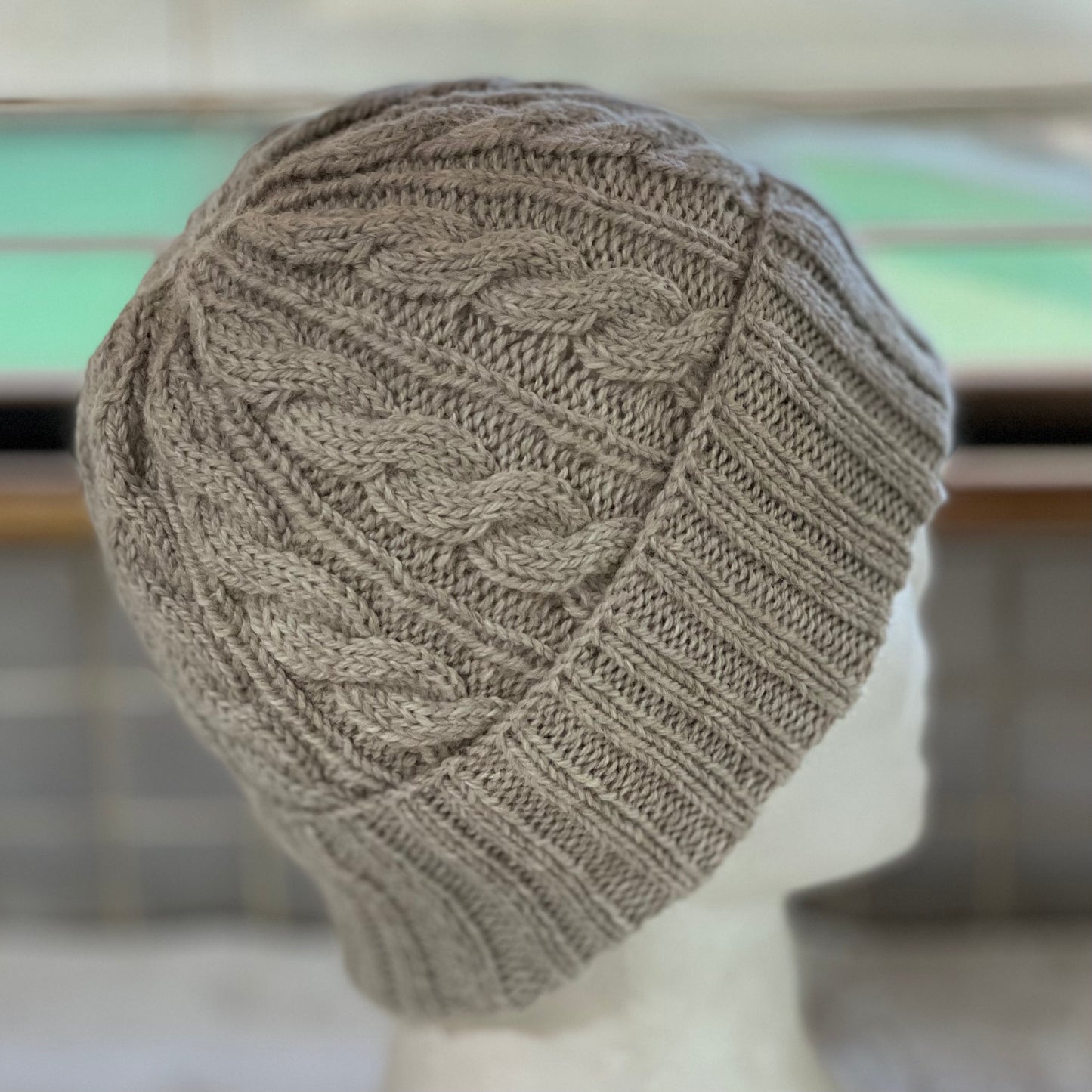 KeepSake Cable Pattern Hand Knitted Beanie - Mushroom