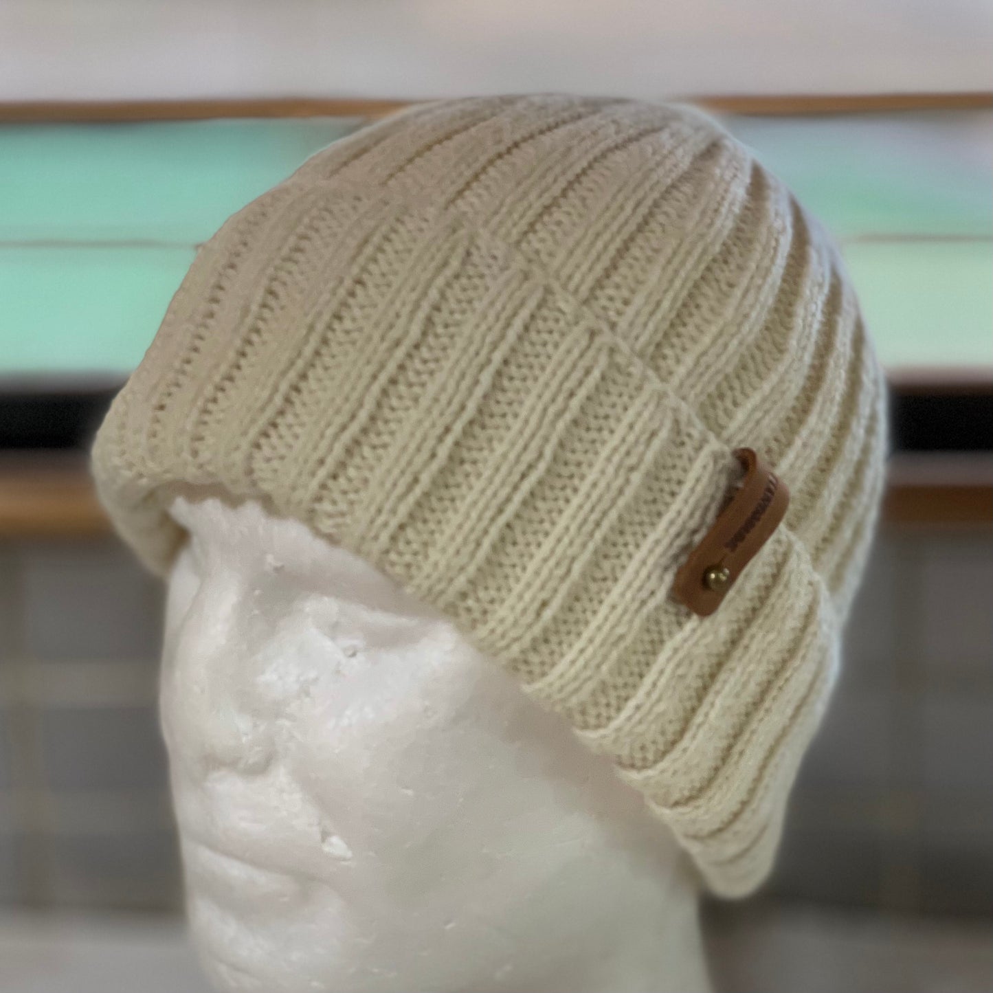 KeepSake Classic Rib Hand Knitted Beanie - Cream