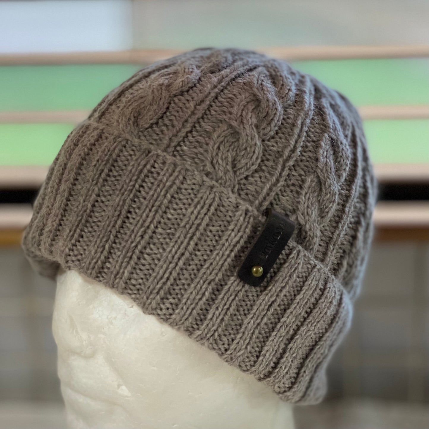 KeepSake Cable Pattern Hand Knitted Beanie - Swiss Brown