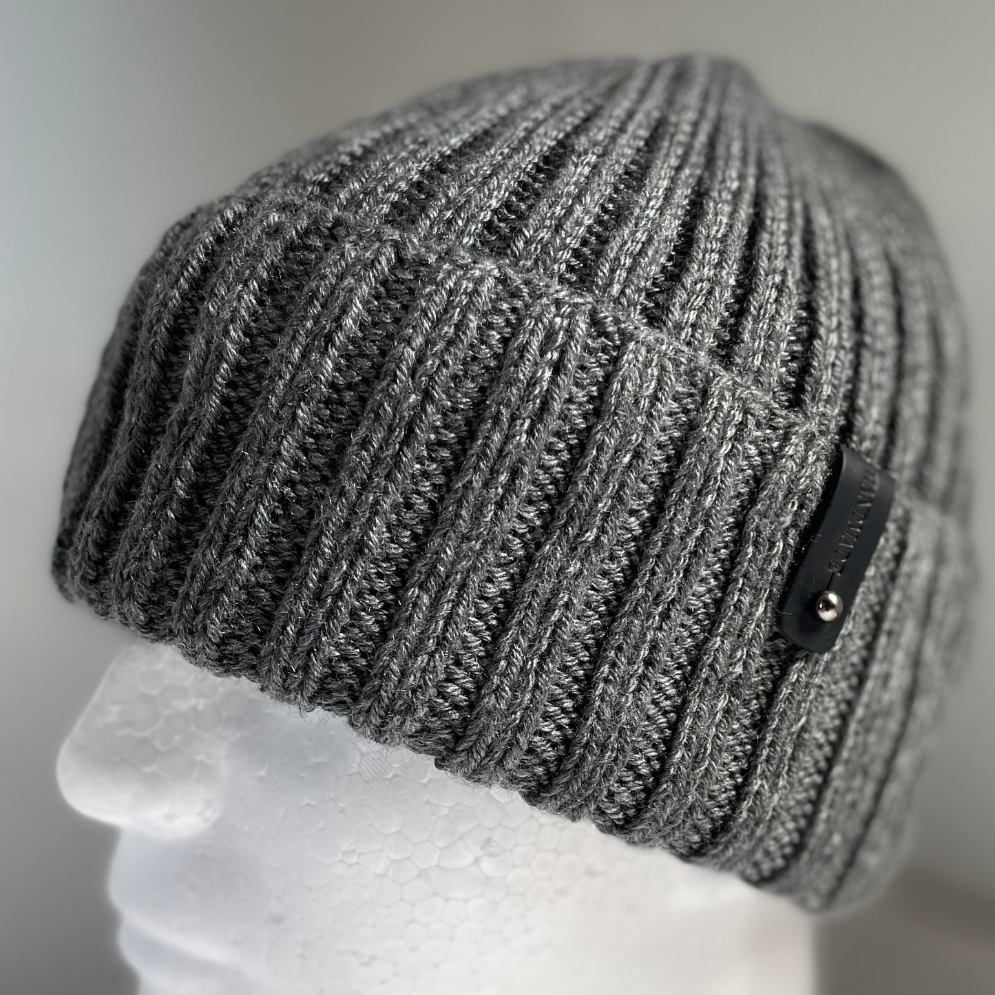 Magnum Classic Rib Hand Knitted Men's Beanie - Grey