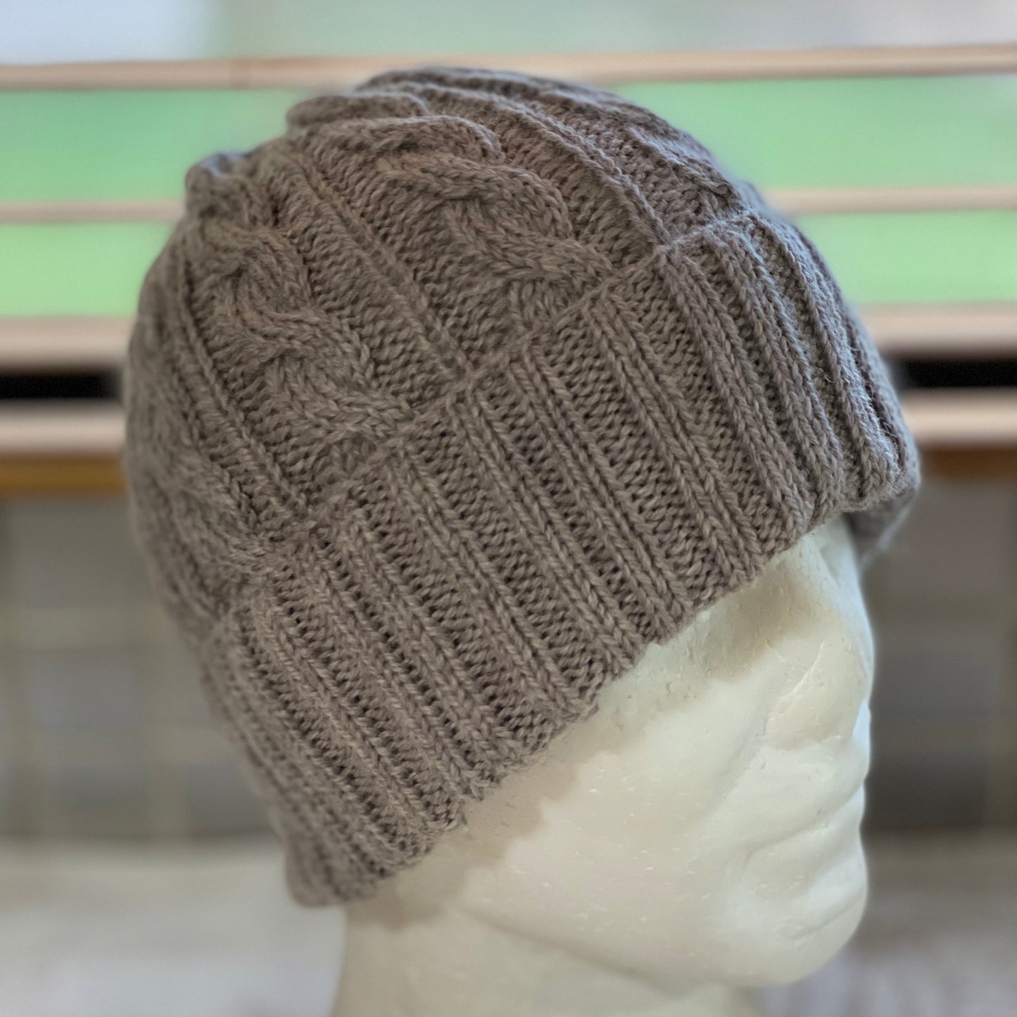 KeepSake Cable Pattern Hand Knitted Beanie - Swiss Brown