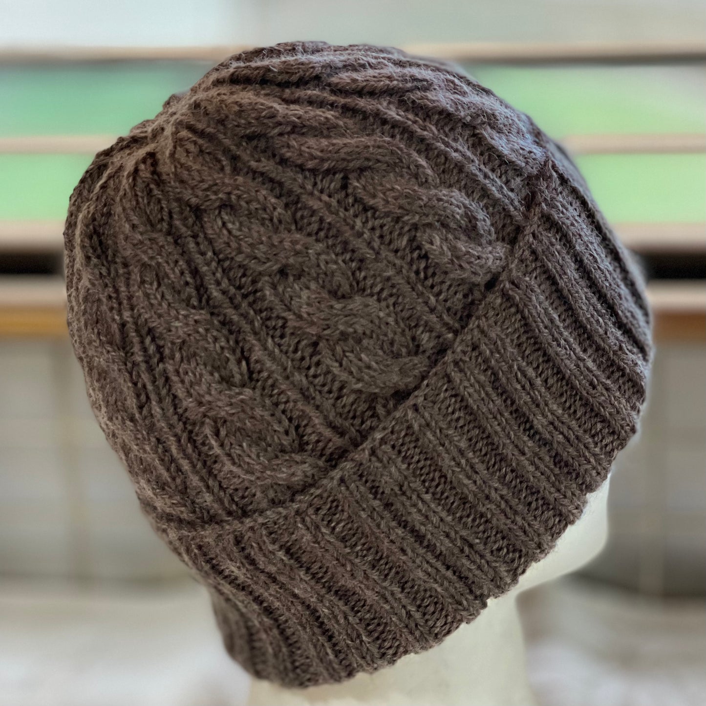 KeepSake Cable Pattern Hand Knitted Beanie - Wood