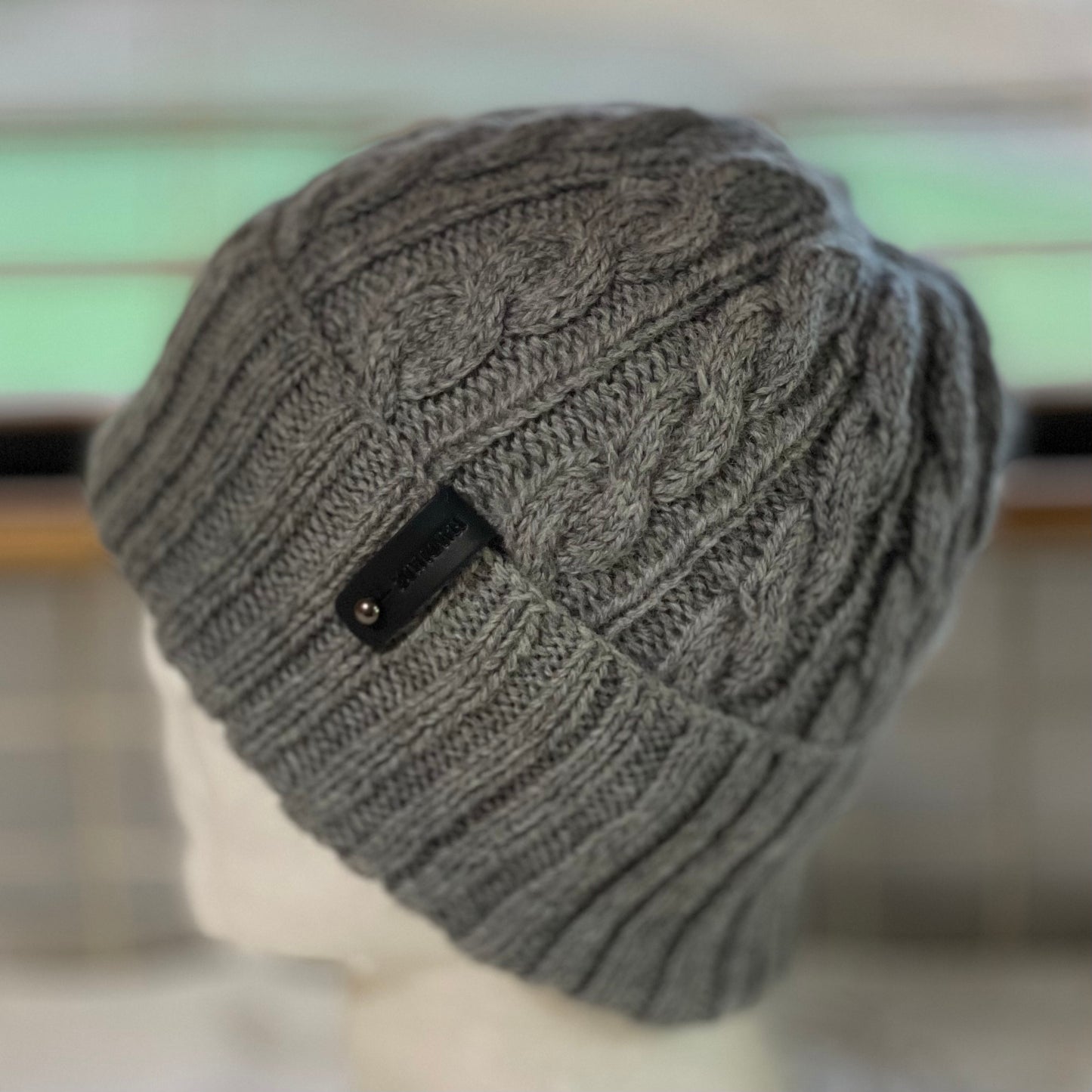 KeepSake Cable Pattern Hand Knitted Beanie - Silver
