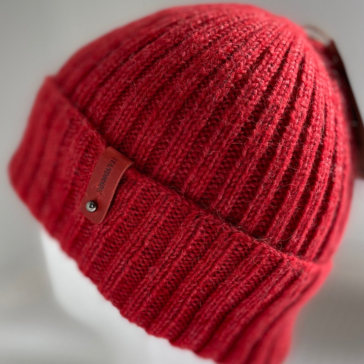 Cosy Comfort Classic Rib Hand Knitted Beanie - Symphony Red