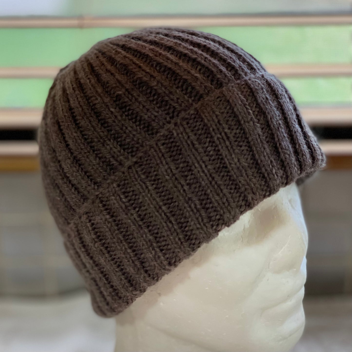 KeepSake Classic Rib Hand Knitted Beanie - Wood