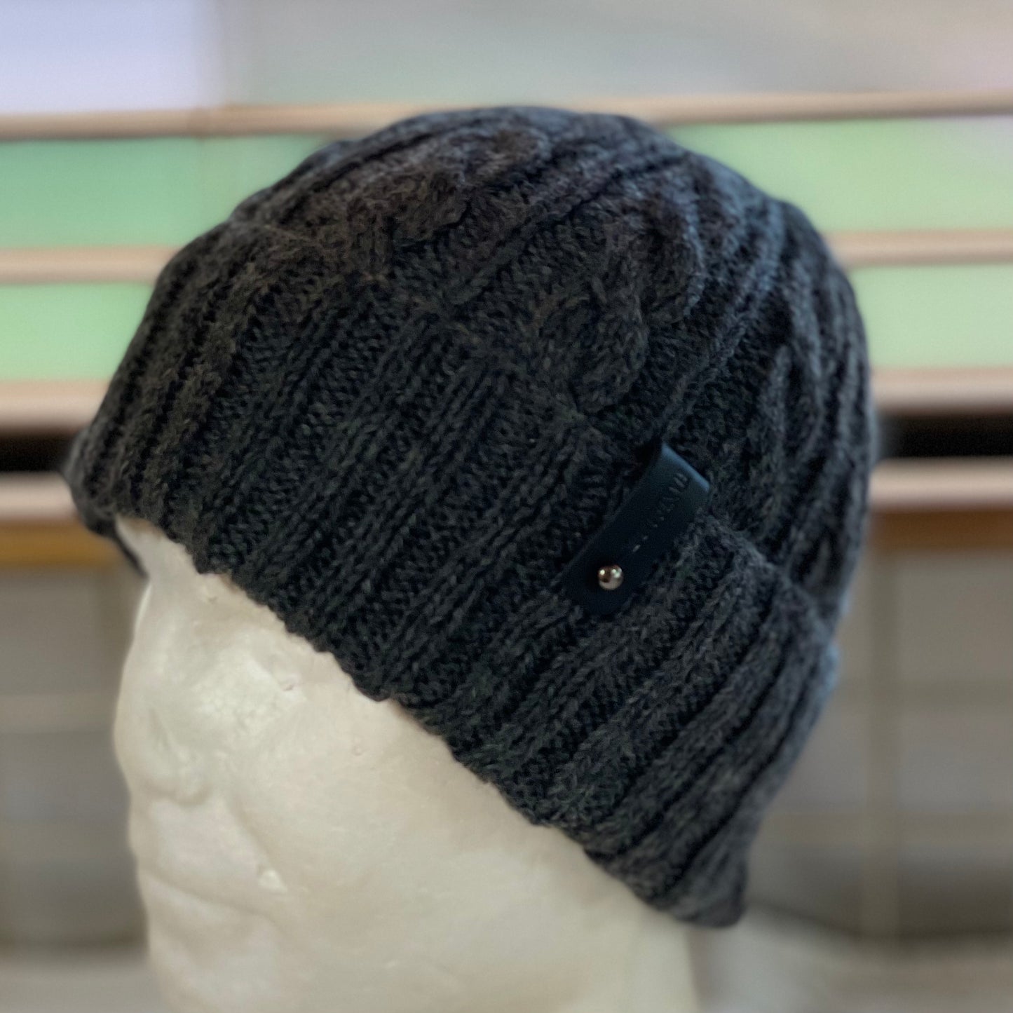 KeepSake Cable Pattern Hand Knitted Beanie - Charcoal