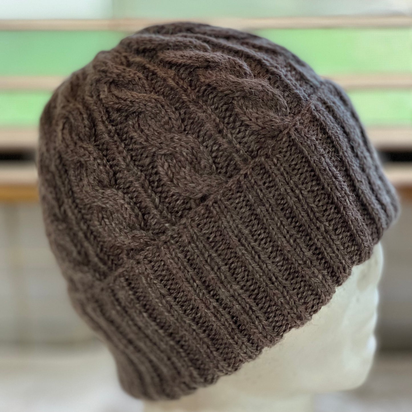 KeepSake Cable Pattern Hand Knitted Beanie - Wood