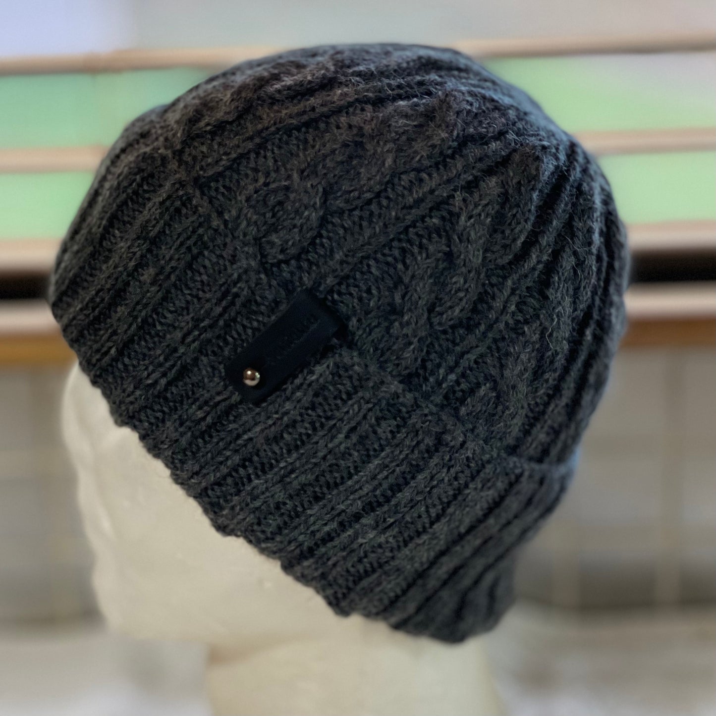 KeepSake Cable Pattern Hand Knitted Beanie - Charcoal