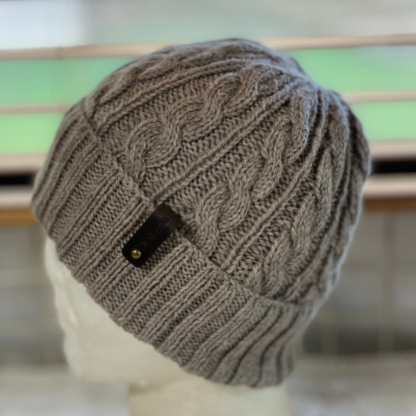 KeepSake Cable Pattern Hand Knitted Beanie - Swiss Brown