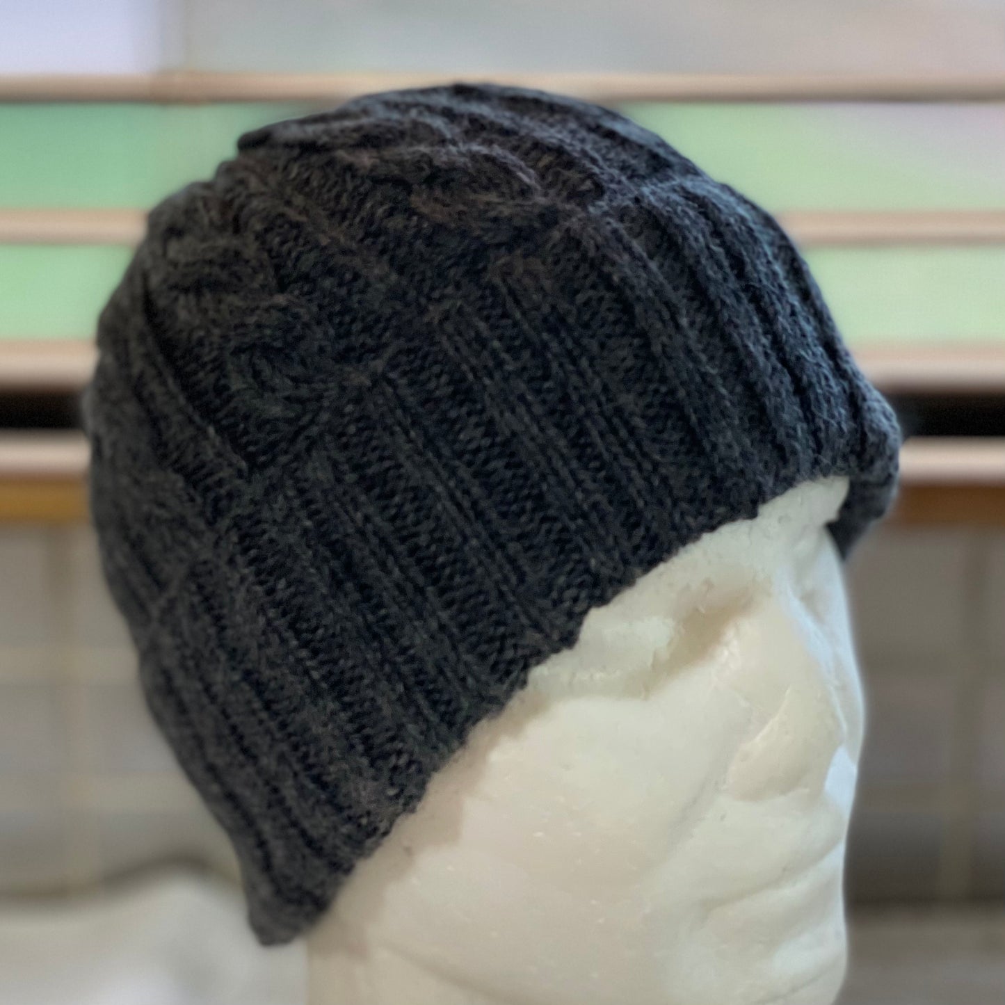 KeepSake Cable Pattern Hand Knitted Beanie - Charcoal